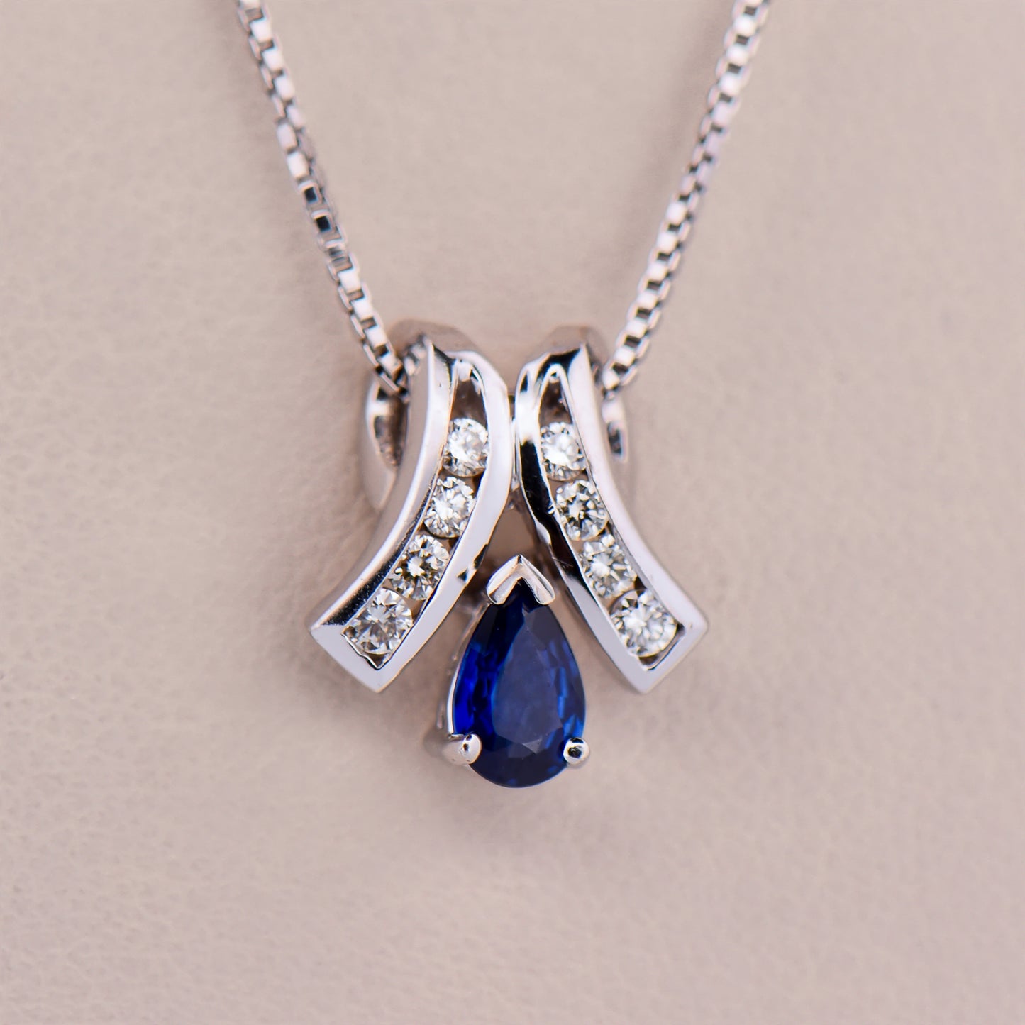 Blue Sapphire and Diamond Slide Pendant in White Gold