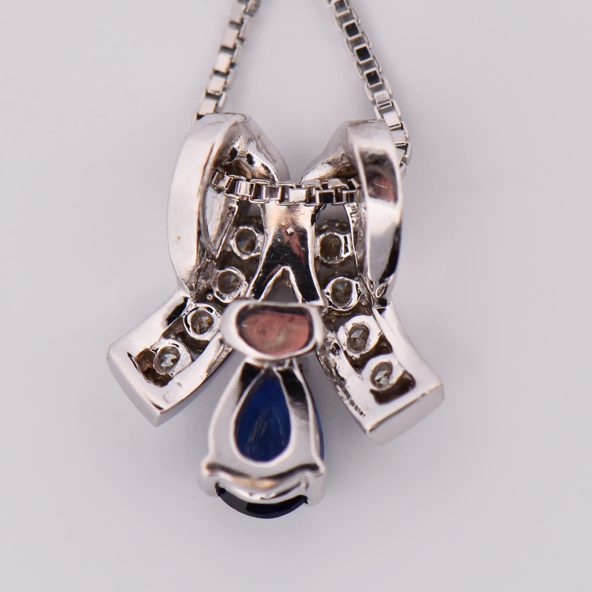Blue Sapphire and Diamond Slide Pendant in White Gold