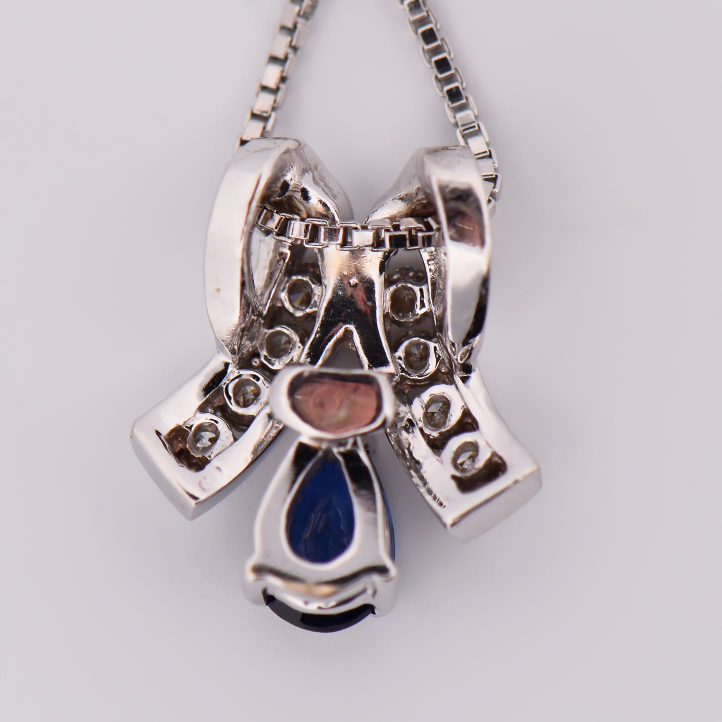 Blue Sapphire and Diamond Slide Pendant in White Gold