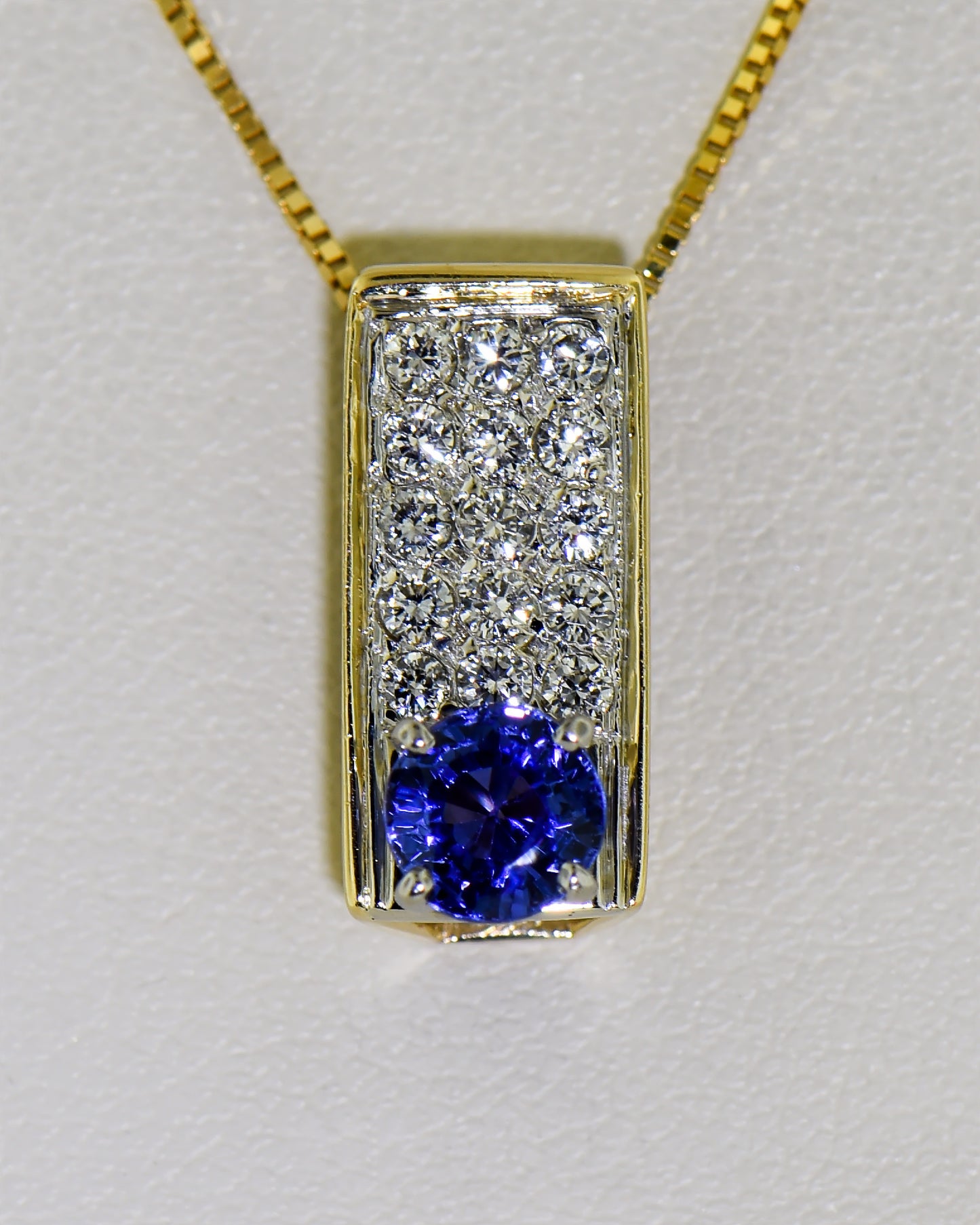Sapphire and Diamond Rectangular Slide Pendant