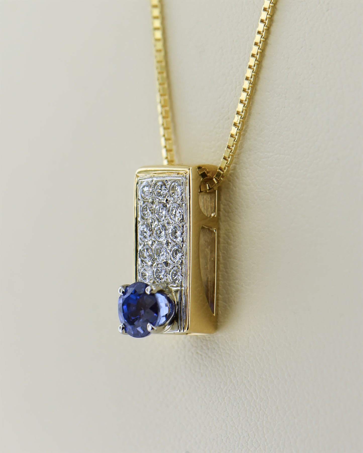 Sapphire and Diamond Rectangular Slide Pendant