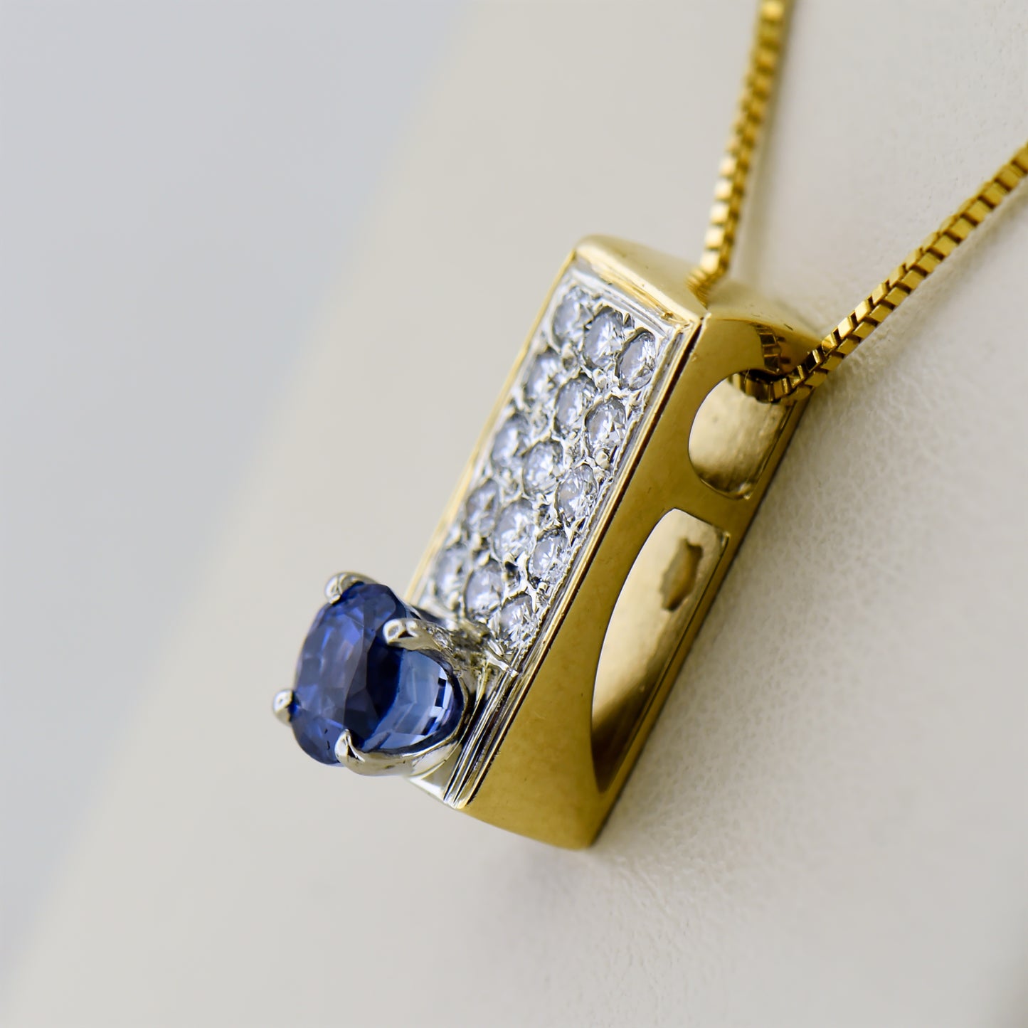 Sapphire and Diamond Rectangular Slide Pendant