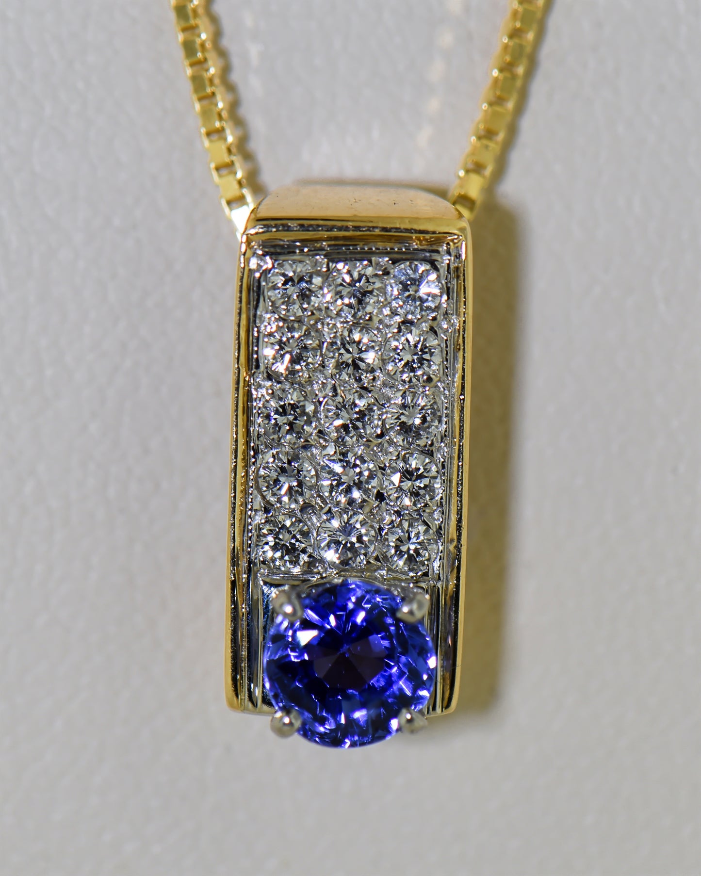 Sapphire and Diamond Rectangular Slide Pendant