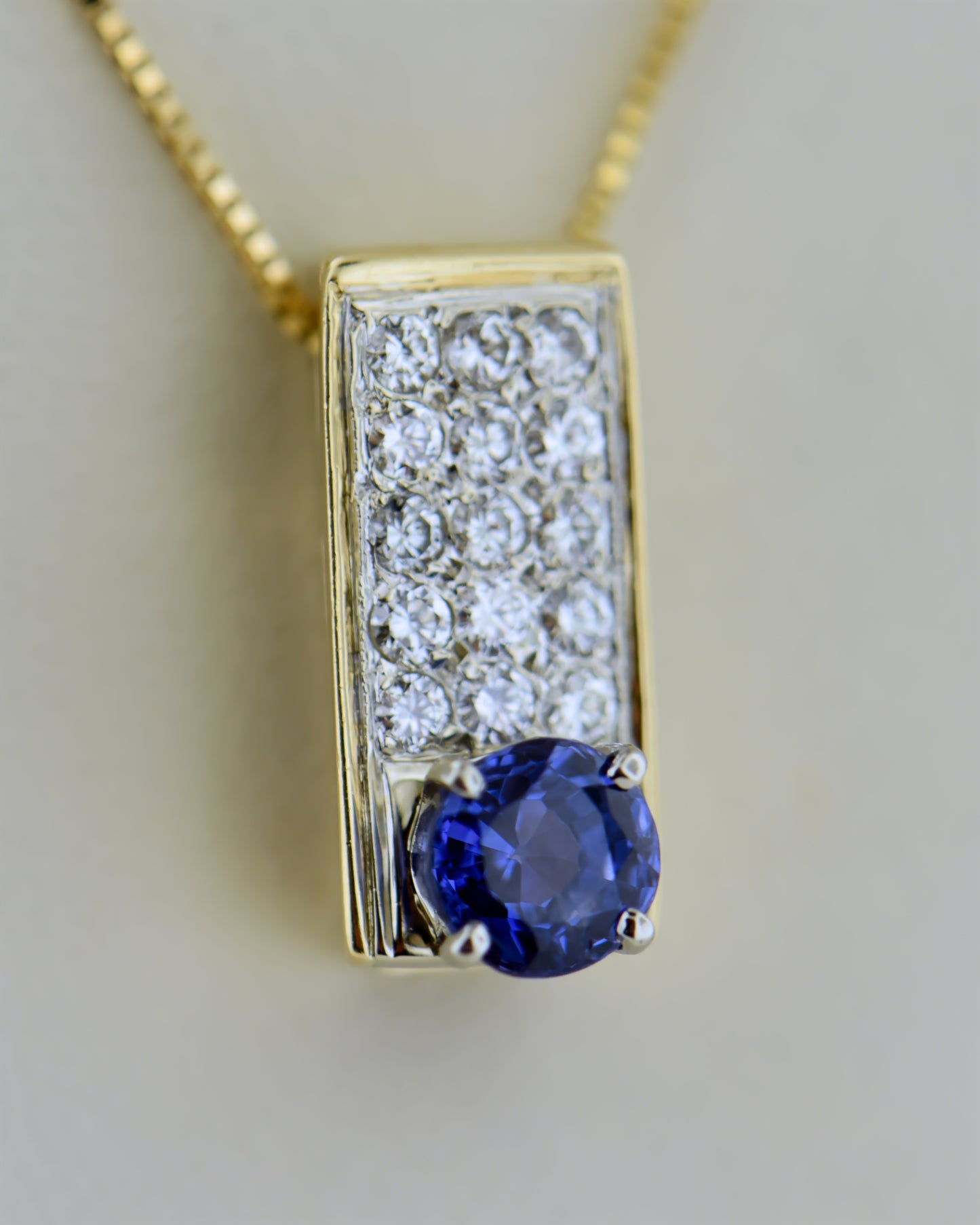 Sapphire and Diamond Rectangular Slide Pendant