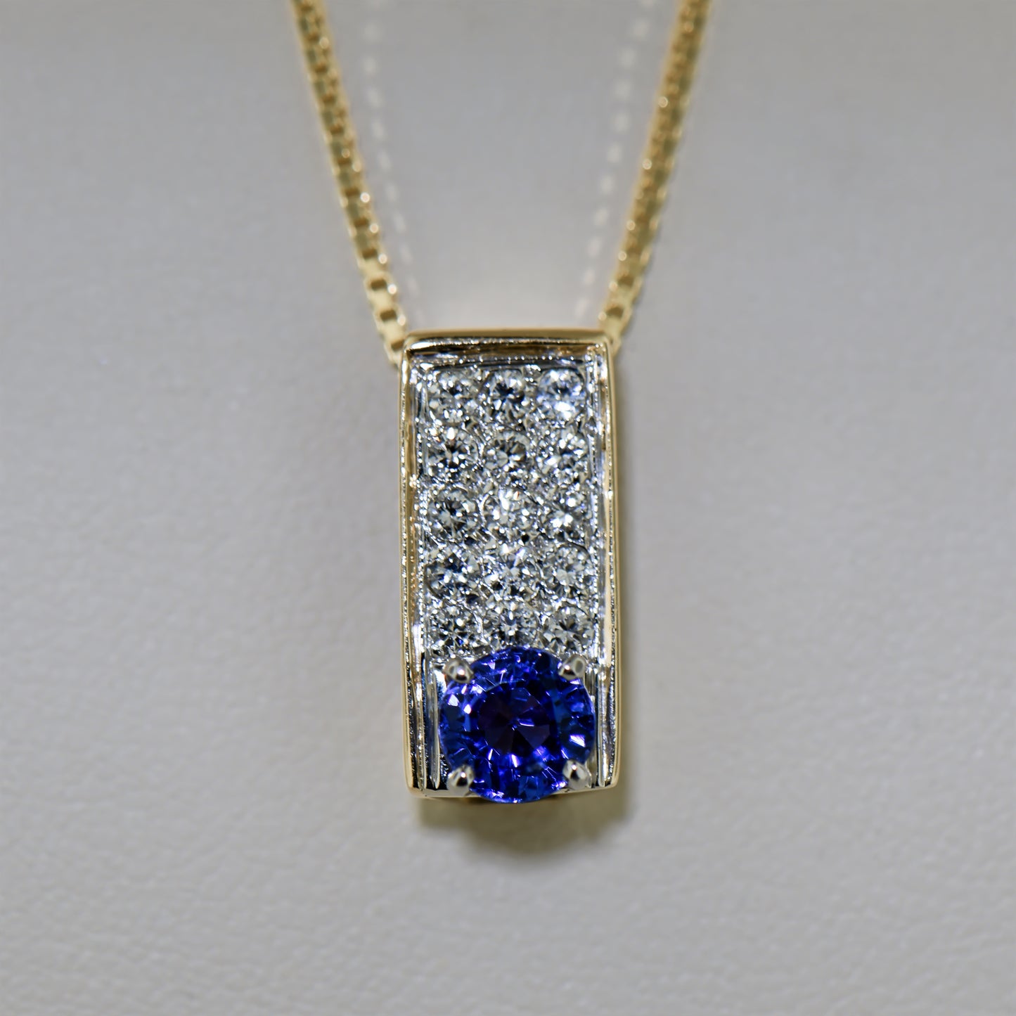 Sapphire and Diamond Rectangular Slide Pendant