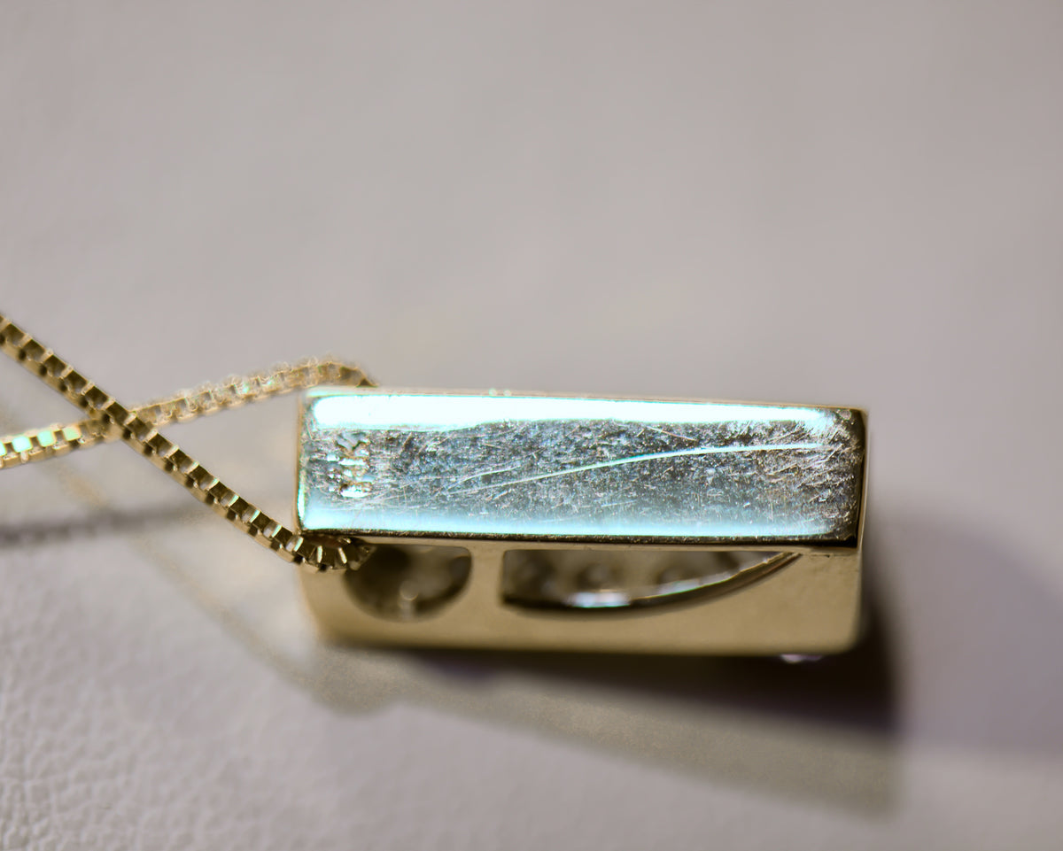 Sapphire and Diamond Rectangular Slide Pendant