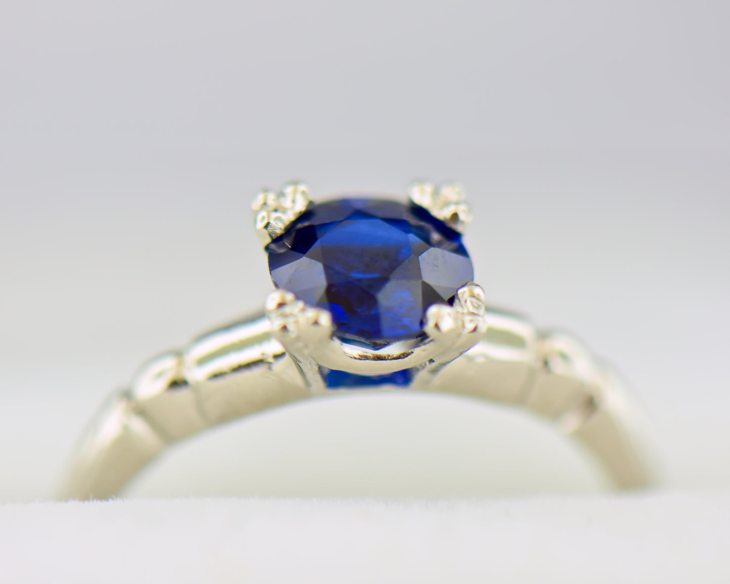 Vintage Sapphire Solitaire Ring in Platinum
