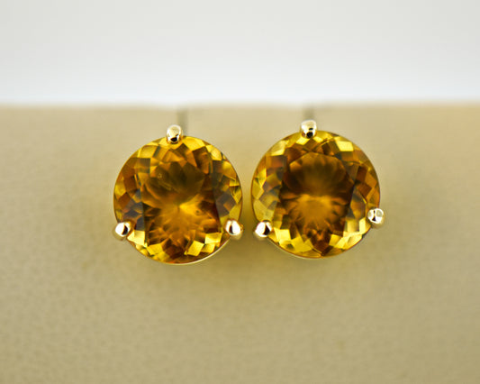 Golden Orange Scapolite Stud Earrings in Yellow Gold