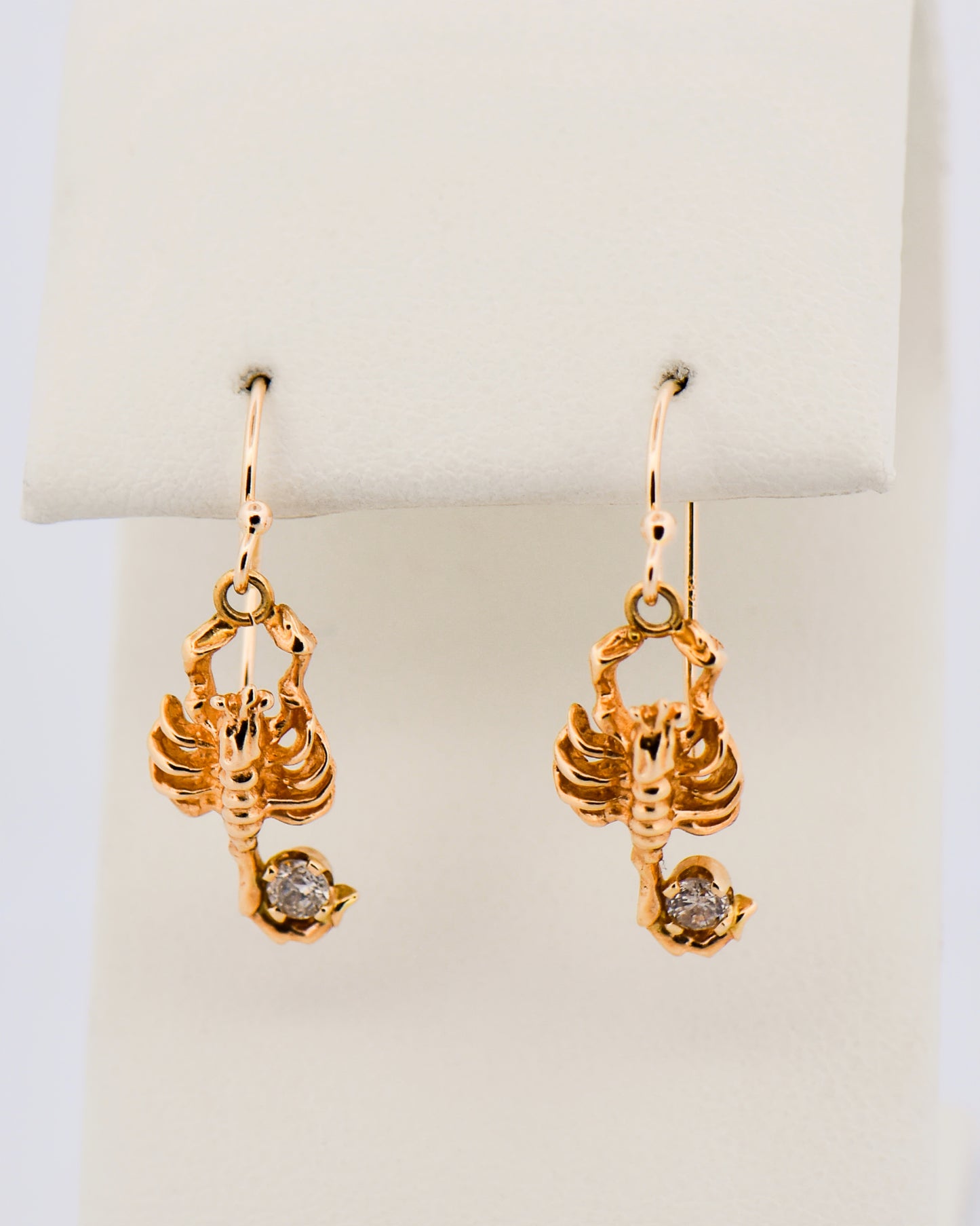 Scorpion Diamond Pendant and Earring Set in Yellow Gold