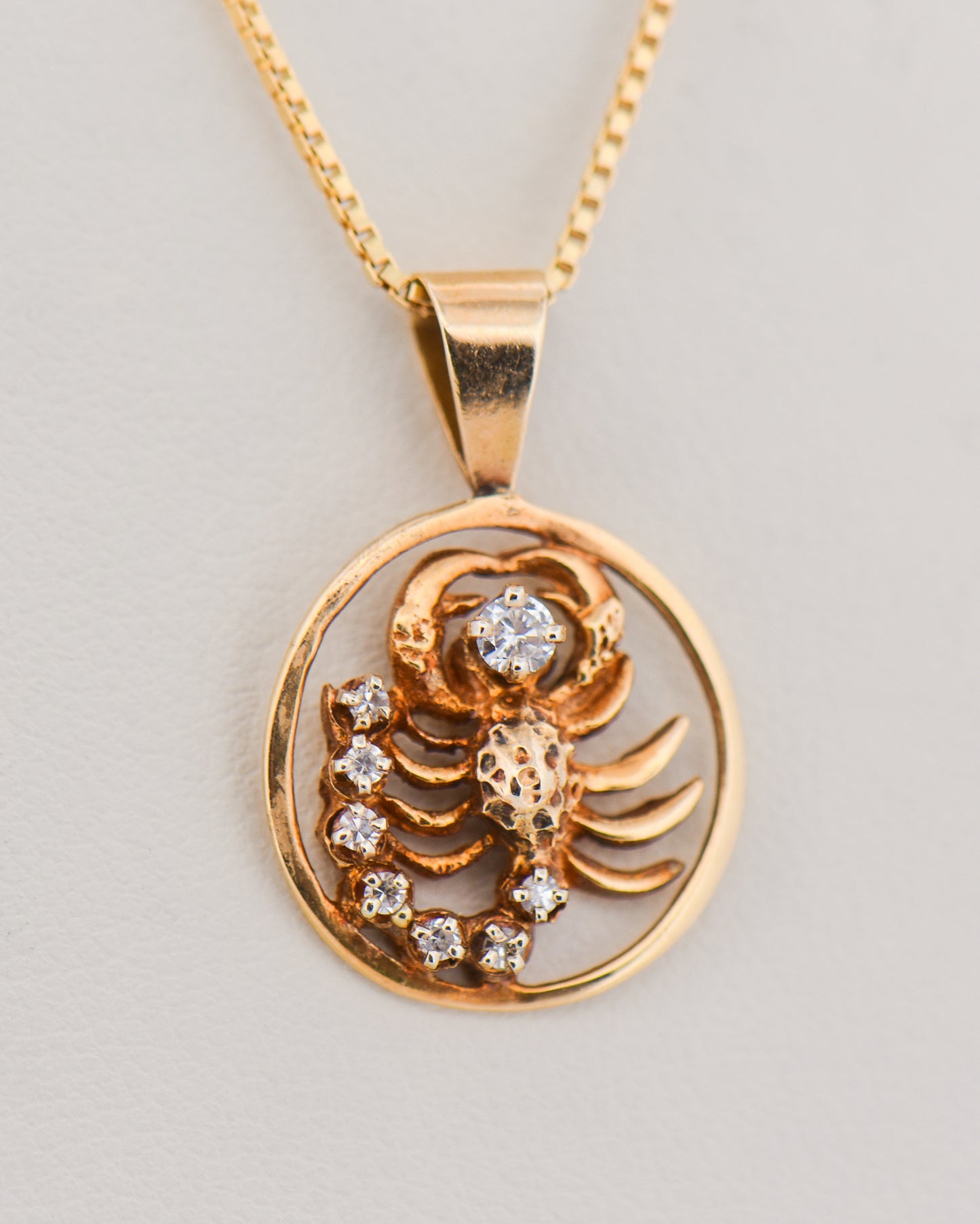 Scorpion Diamond Pendant and Earring Set in Yellow Gold