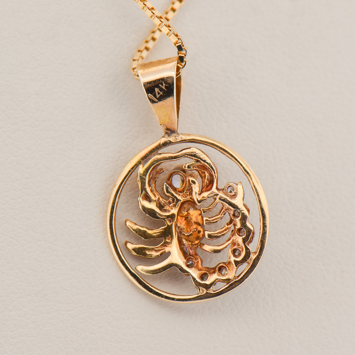 Scorpion Diamond Pendant and Earring Set in Yellow Gold