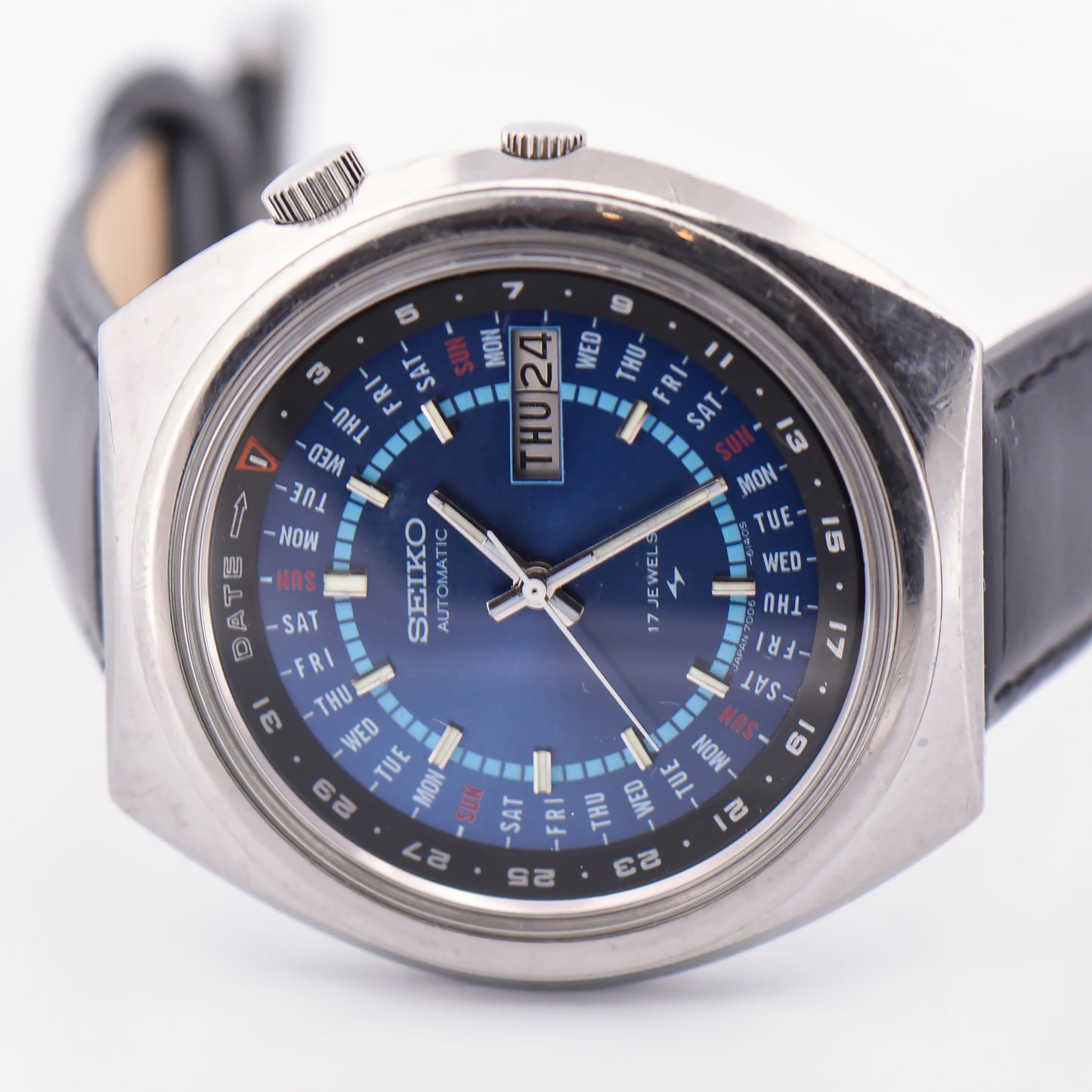 Vintage Seiko Perpetual Calendar Automatic Blue Dial Watch