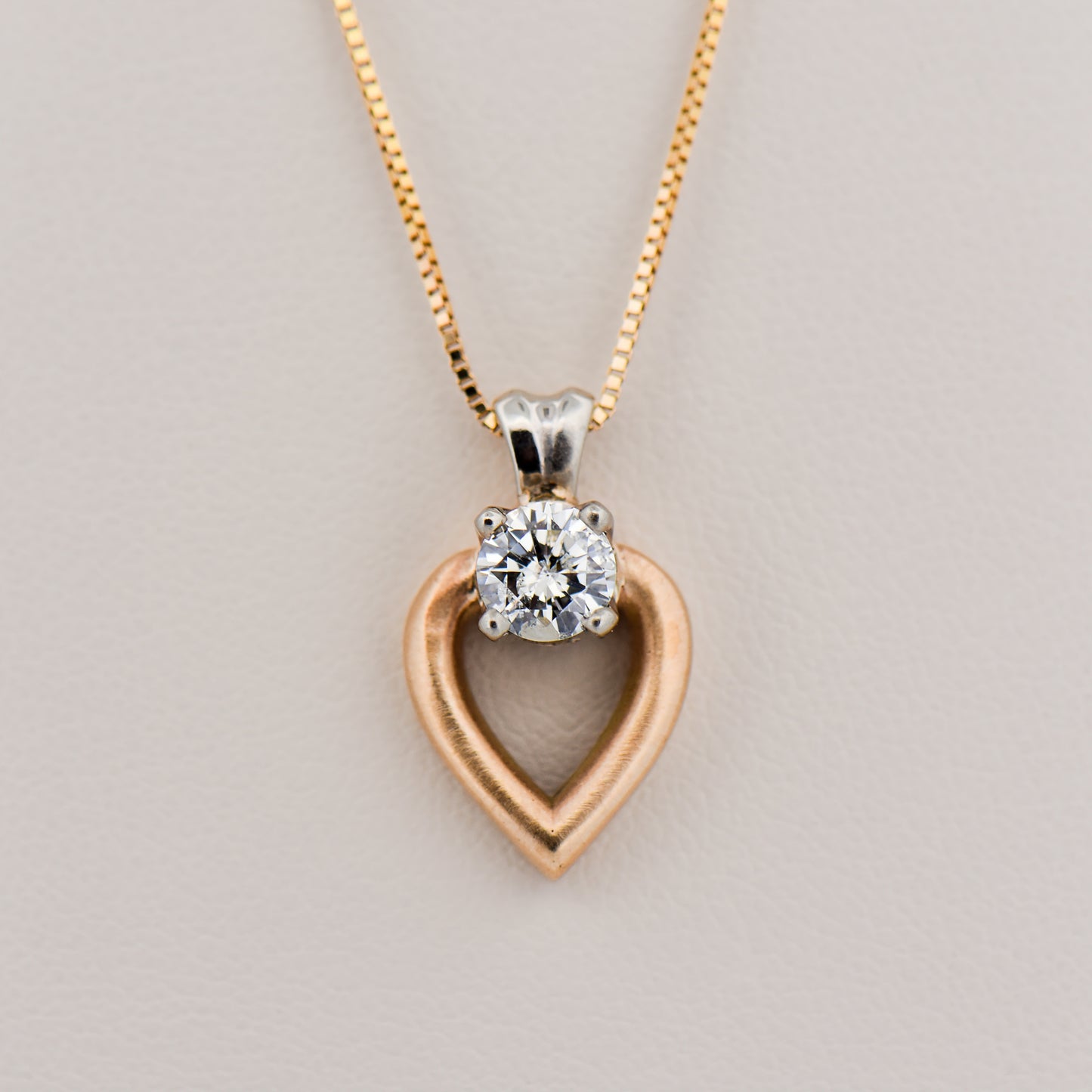 Two-Tone Gold Heart Pendant with Diamond Accent