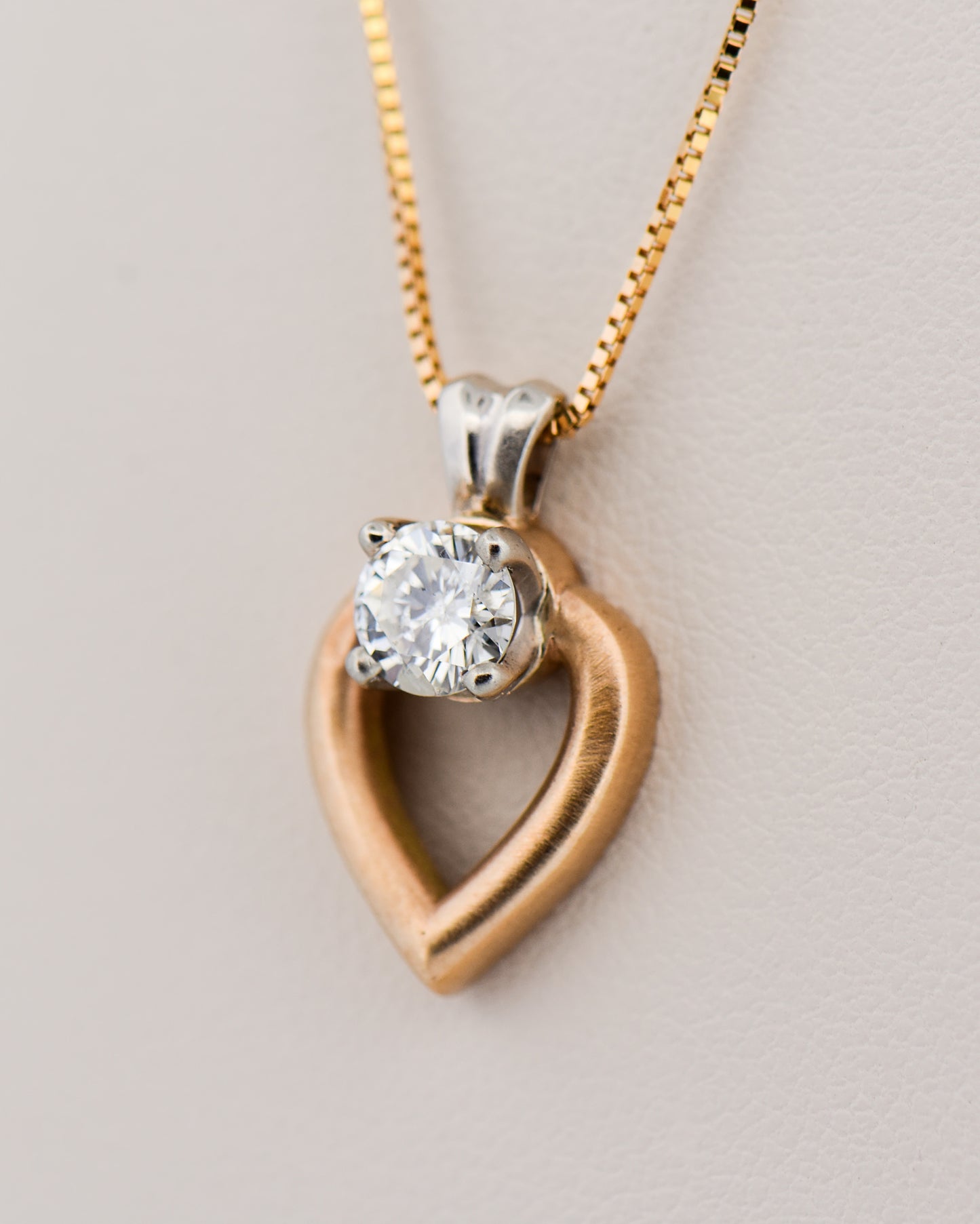 Two-Tone Gold Heart Pendant with Diamond Accent
