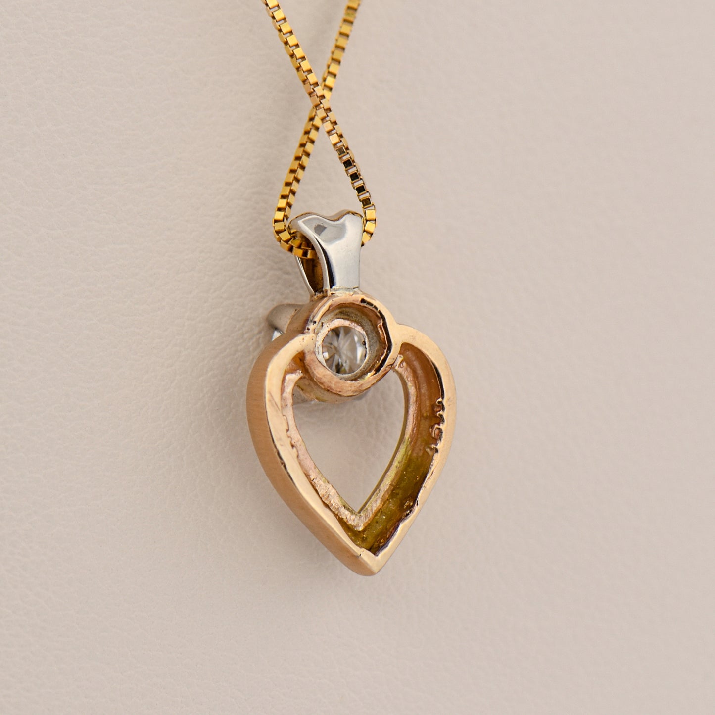 Two-Tone Gold Heart Pendant with Diamond Accent