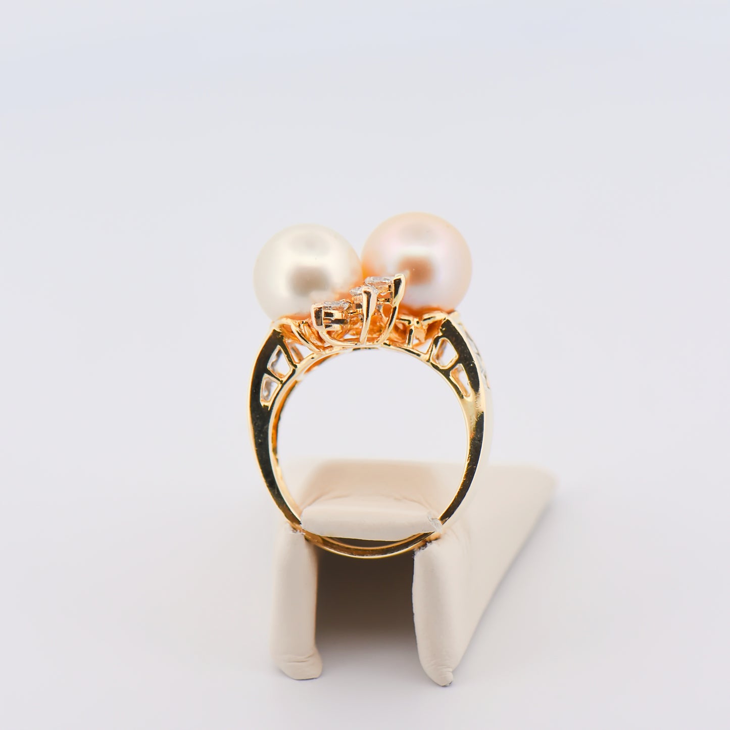 South Sea Pearl and Diamond Spray Ring in Yellow Gold