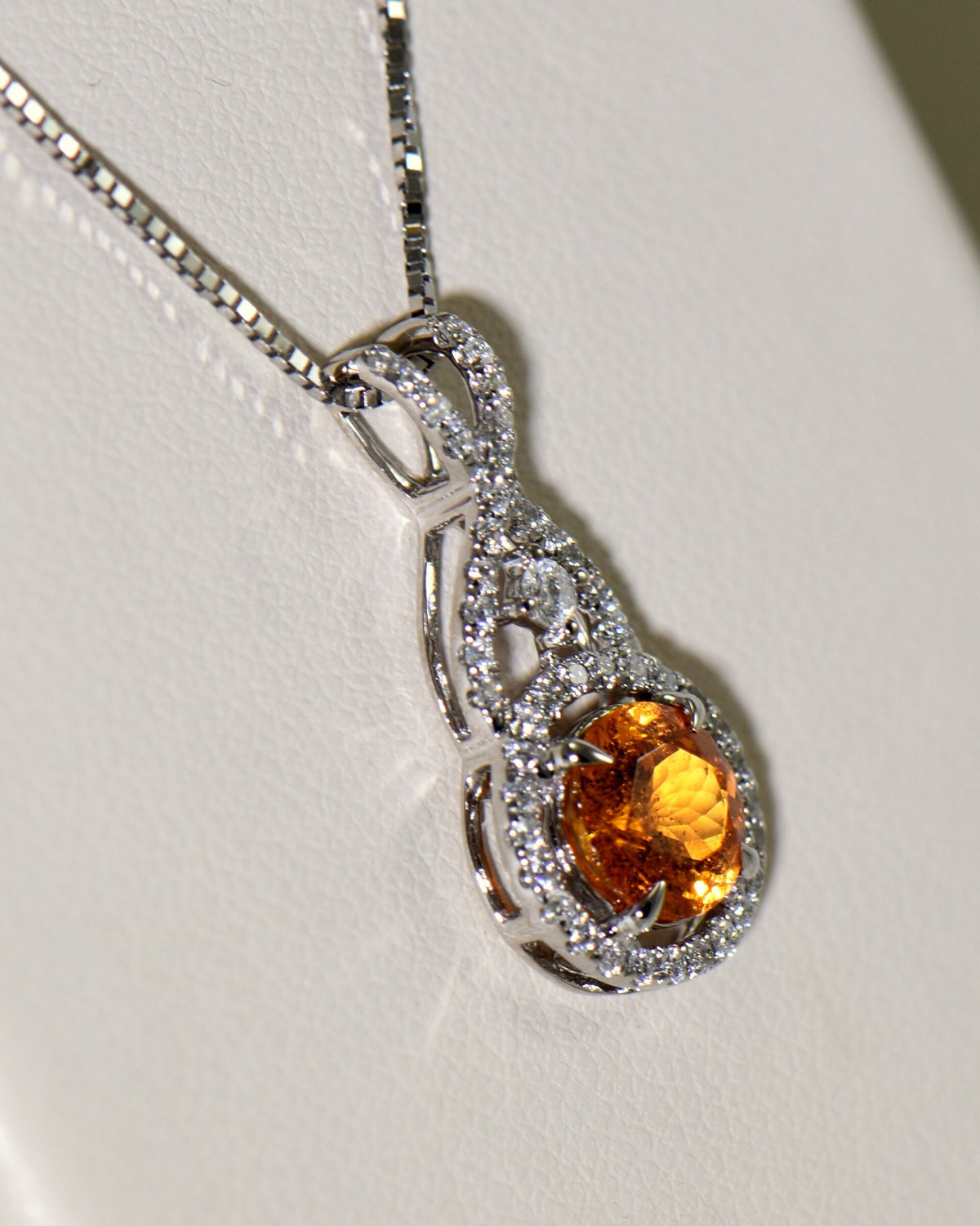 Spessartite Halo Pendant- Rare Orange Garnet