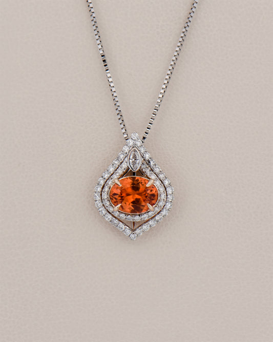 Spessartite and Diamond Pendant in Two-Tone Gold