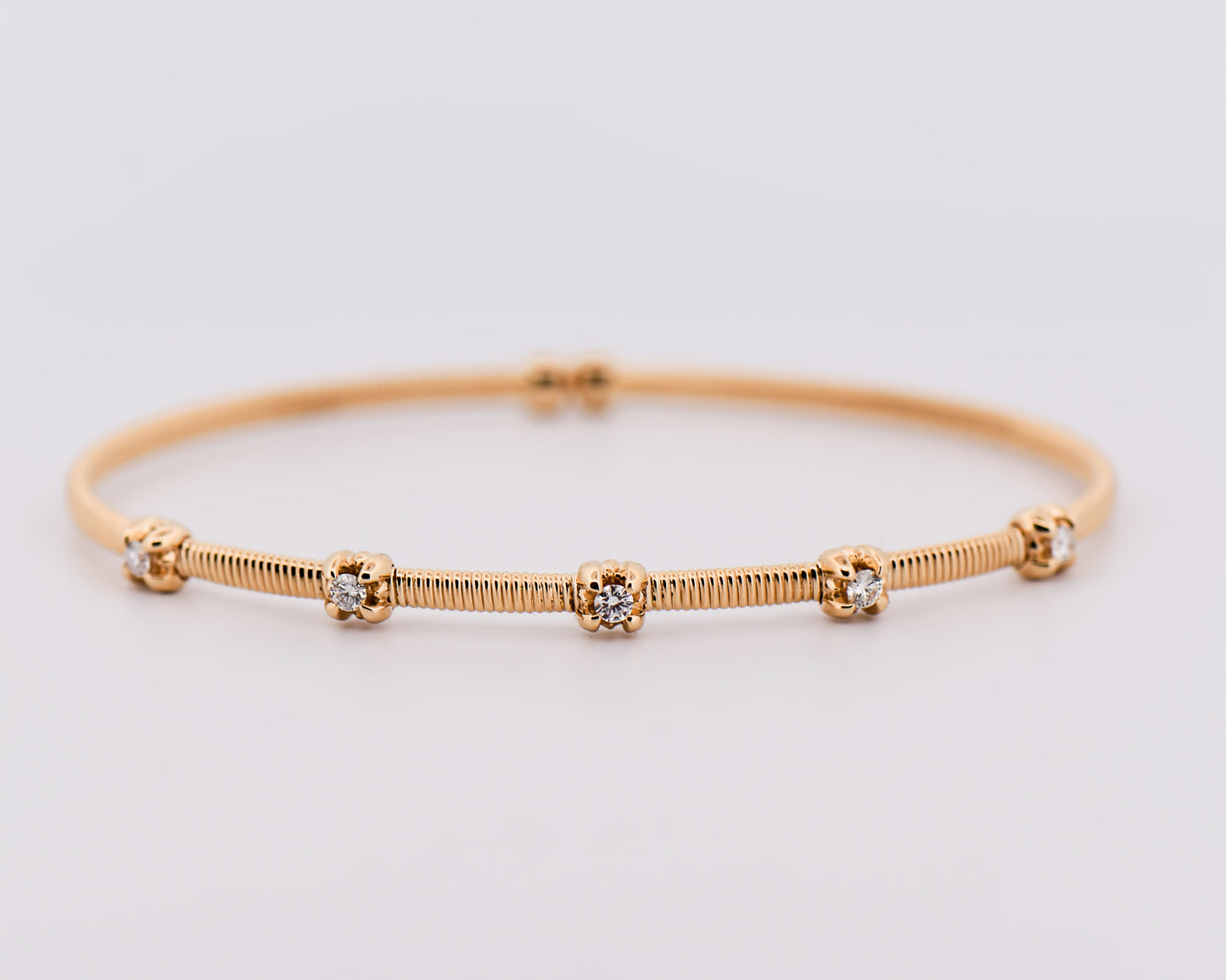 Diamond Station Bangle in 14k Yellow Gold