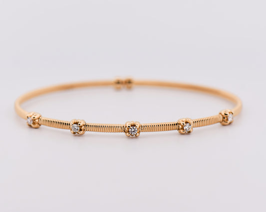 Diamond Station Bangle in 14k Yellow Gold