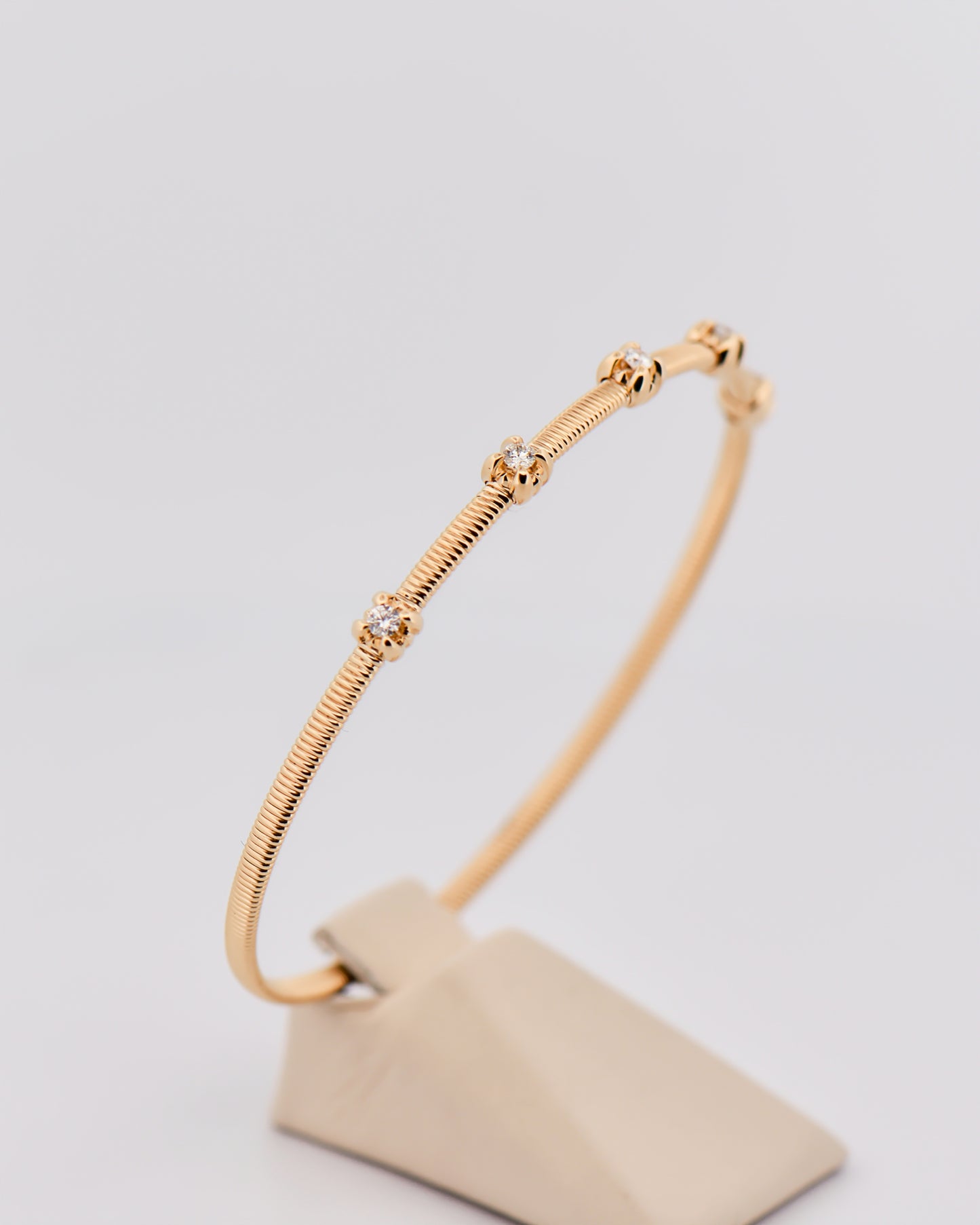Diamond Station Bangle in 14k Yellow Gold