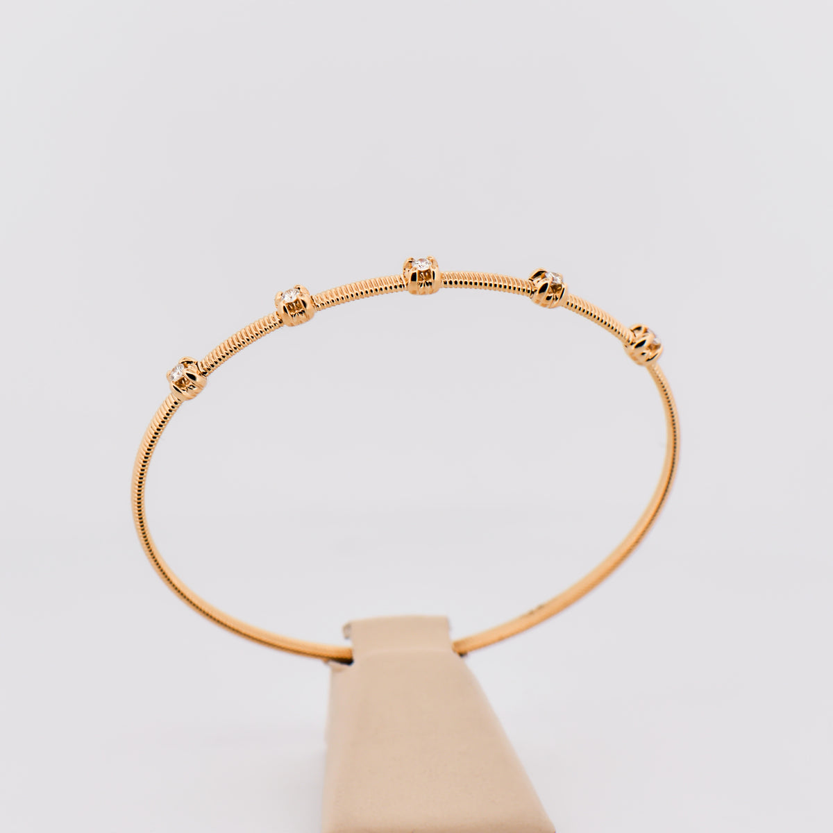 Diamond Station Bangle in 14k Yellow Gold