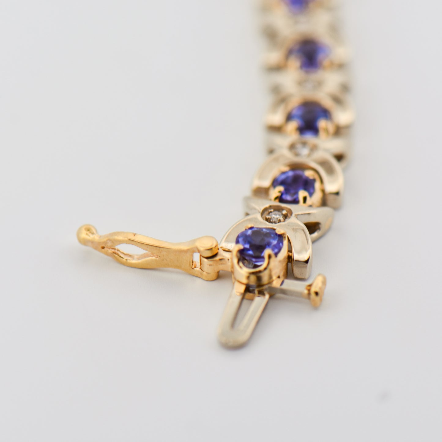 Tanzanite & Diamond Tennis Bracelet in Two-Tone Gold