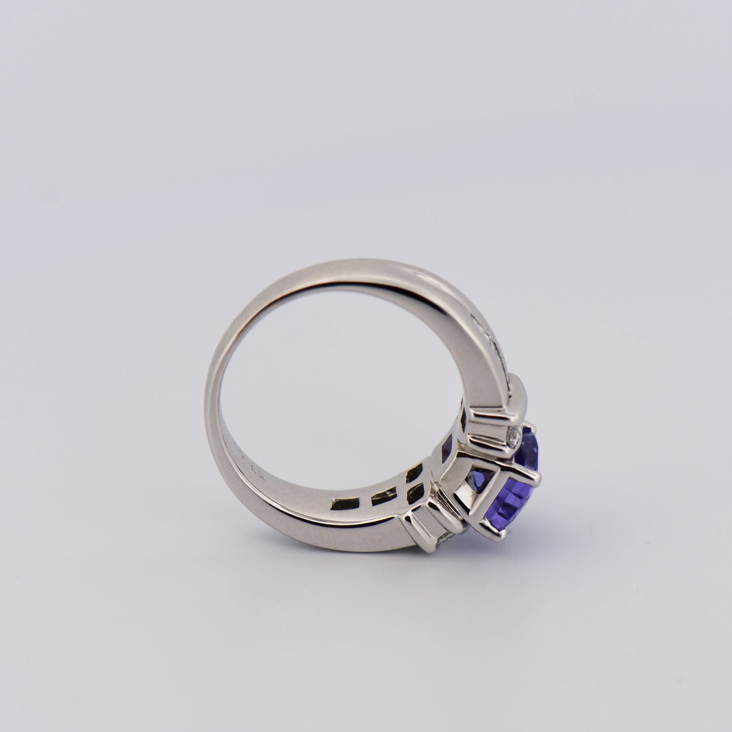 Periwinkle Engagement Ring with Tanzanite & Diamonds