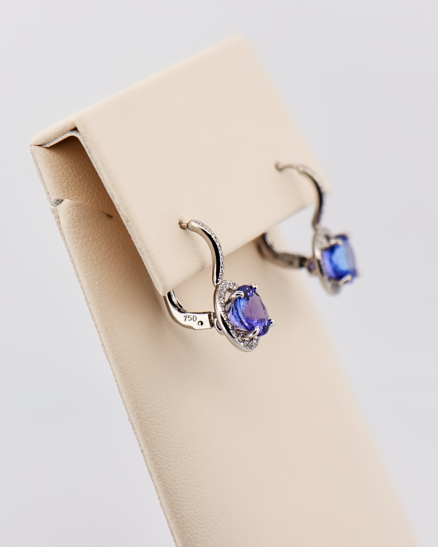 Tanzanite Halo Earrings with Leverbacks