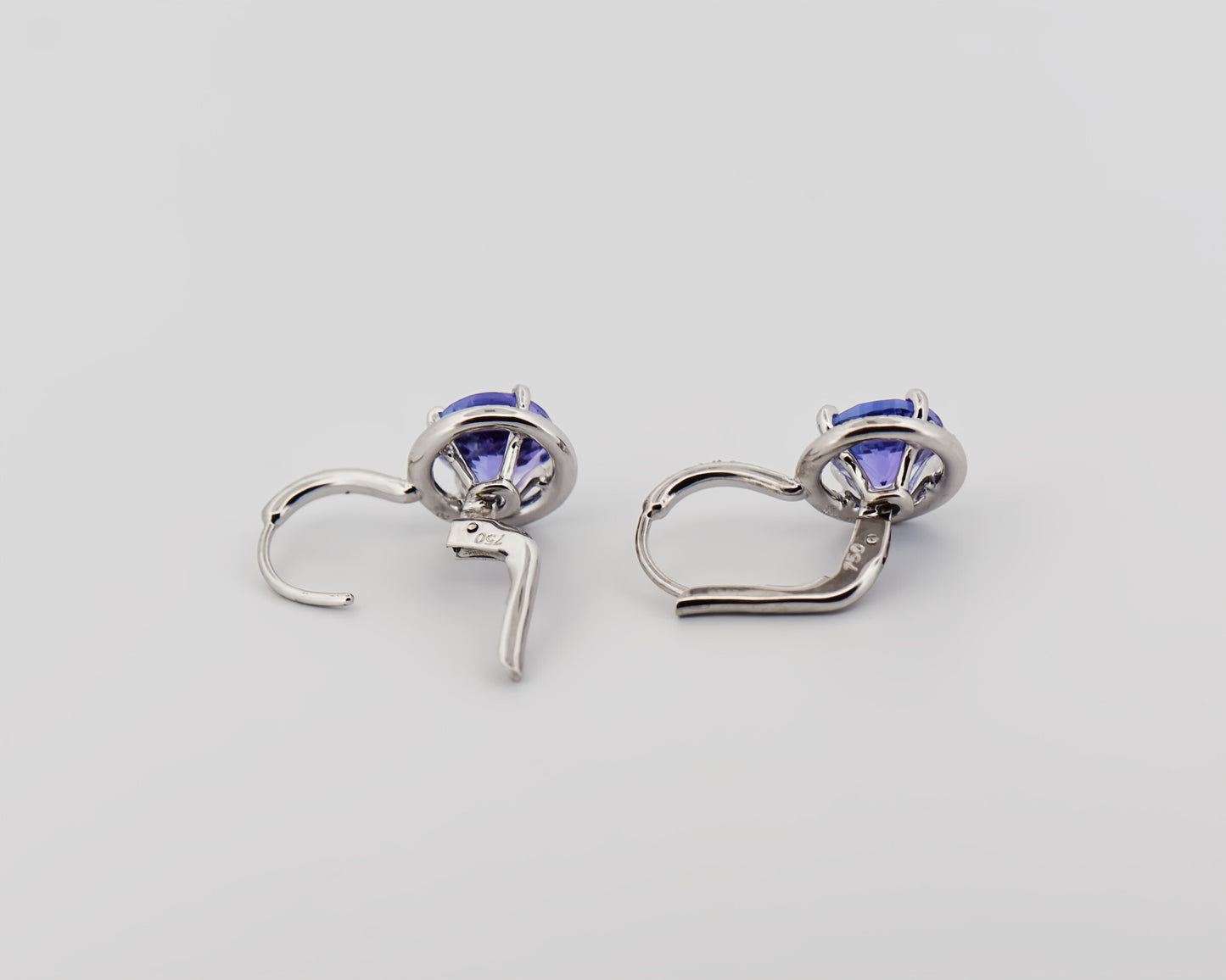 Tanzanite Halo Earrings with Leverbacks