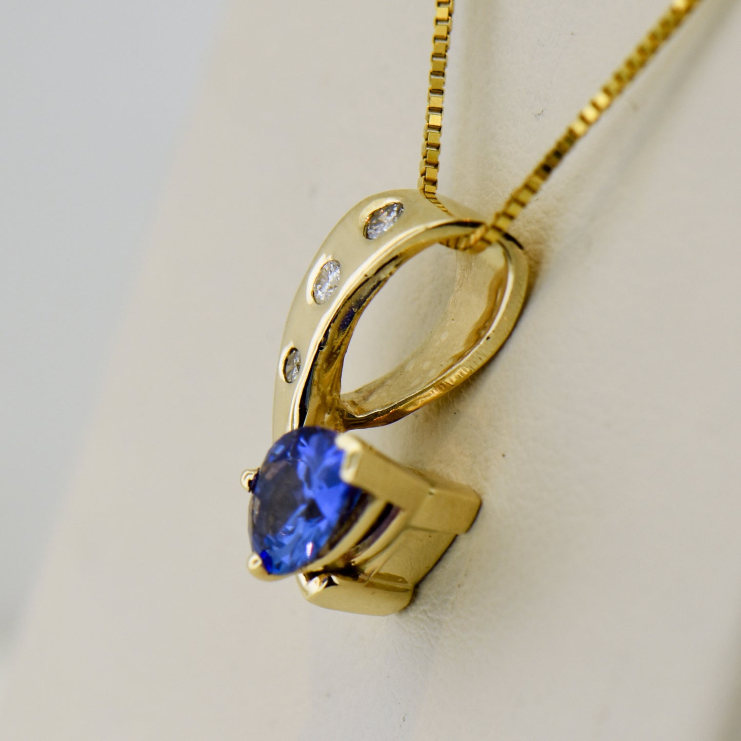 Freeform Pear Shape Tanzanite & Diamond Slide Pendant