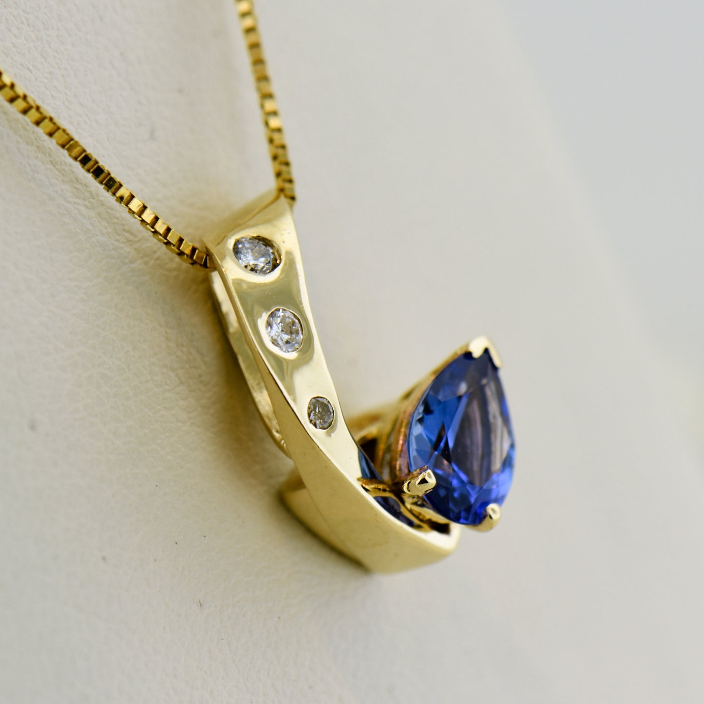 Freeform Pear Shape Tanzanite & Diamond Slide Pendant