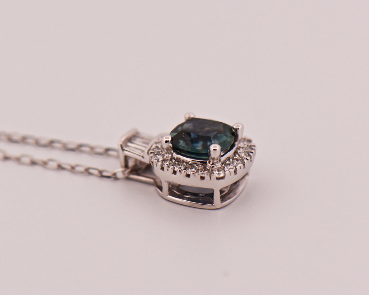Teal Montana Sapphire Pendant & Earring Set