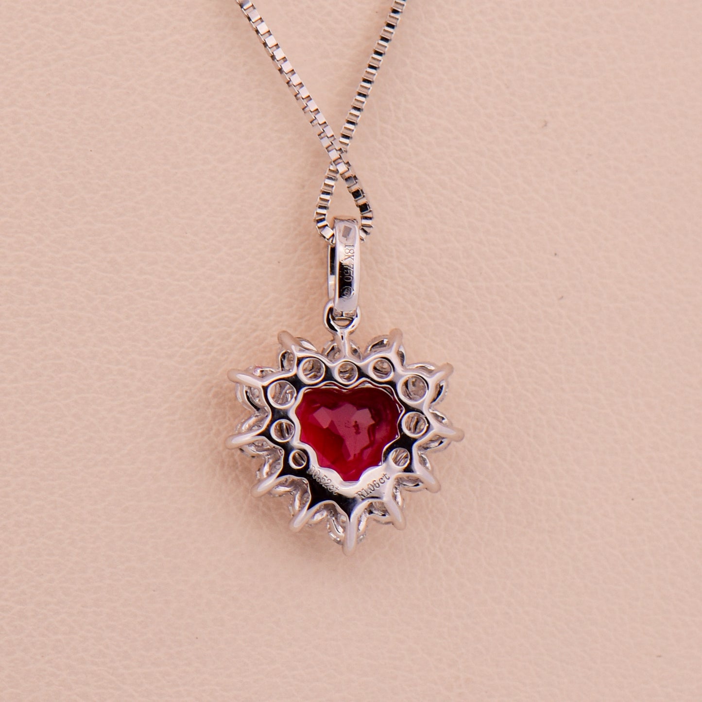 Romantic Natural Ruby & Diamond Heart Necklace