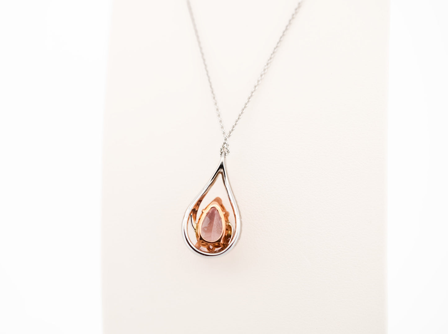 Top Quality Pear Shape Morganite & Diamond Pendant - Untreated Nigerian Morganite