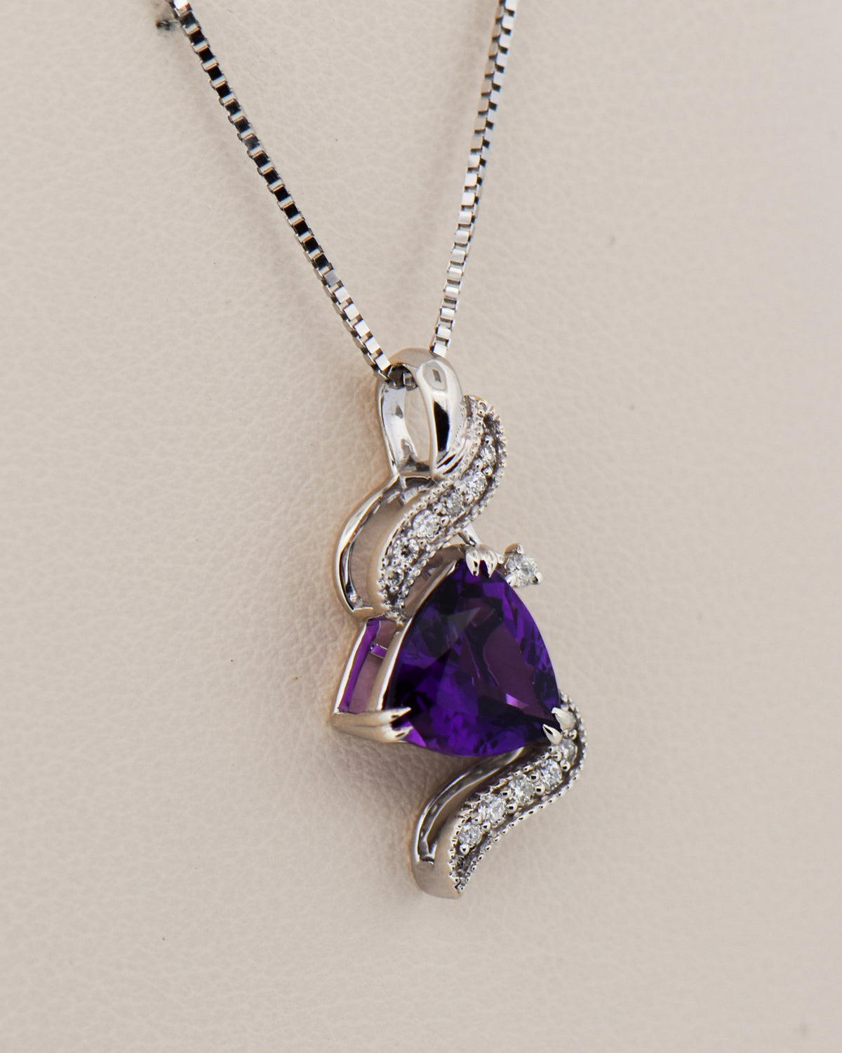 Freeform Pendant with Trillion Dark Purple Amethyst