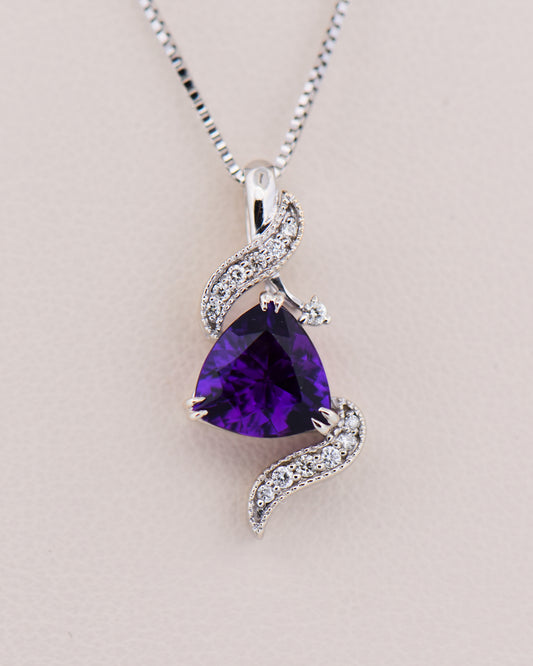 Freeform Pendant with Trillion Dark Purple Amethyst