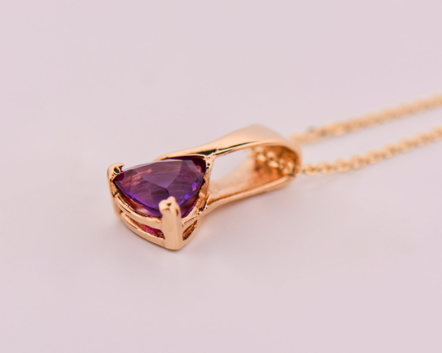 Trillion-Cut Amethyst Slide Pendant in Yellow Gold