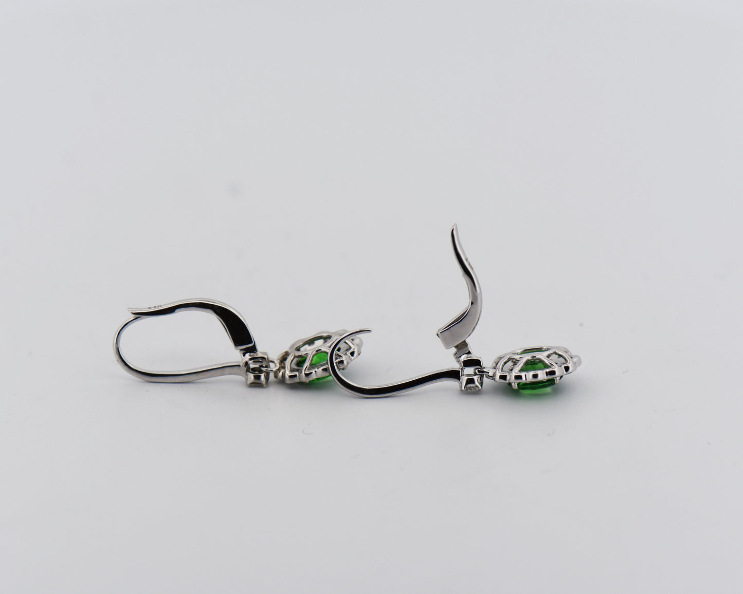 Top Quality Tsavorite & Diamond Earrings- Rare Green Garnets