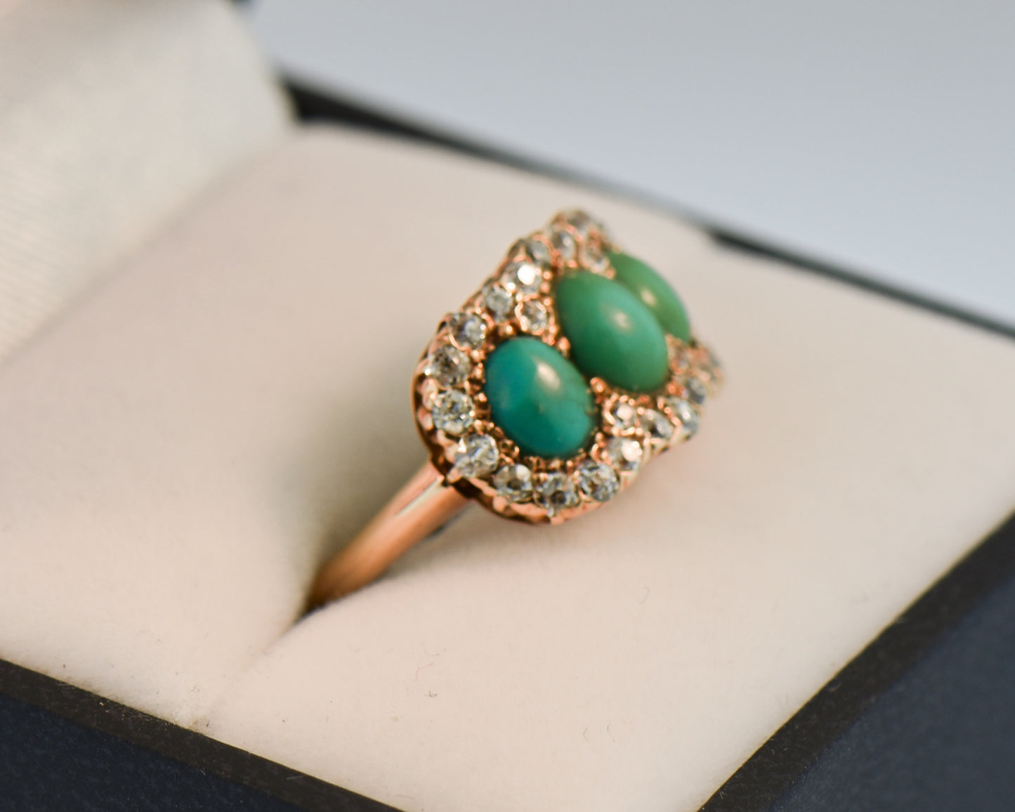 Antique Persian Turquoise & Diamond 3-Stone Ring