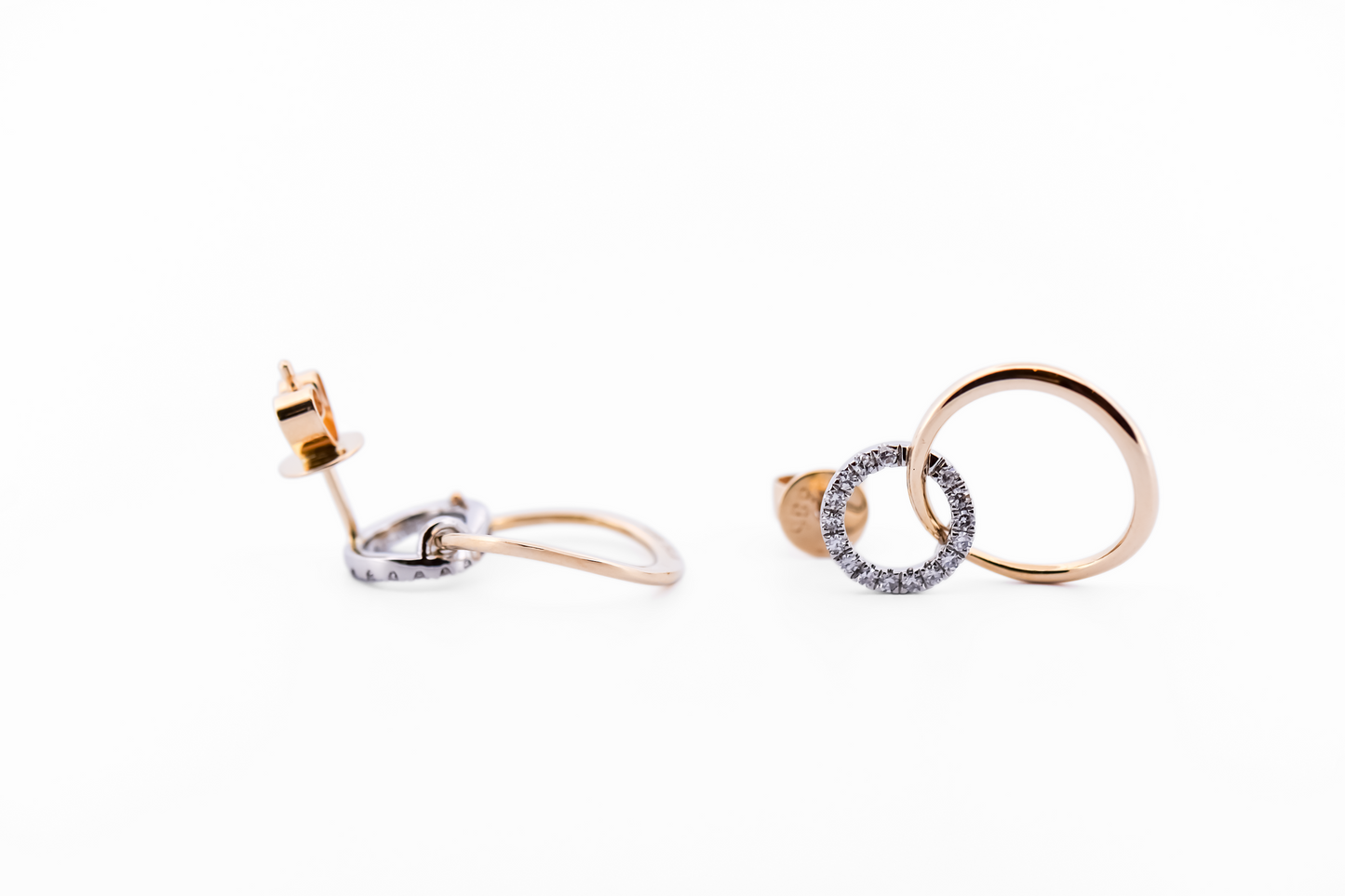 Two-Tone Gold Circle Earrings with Diamond Accents