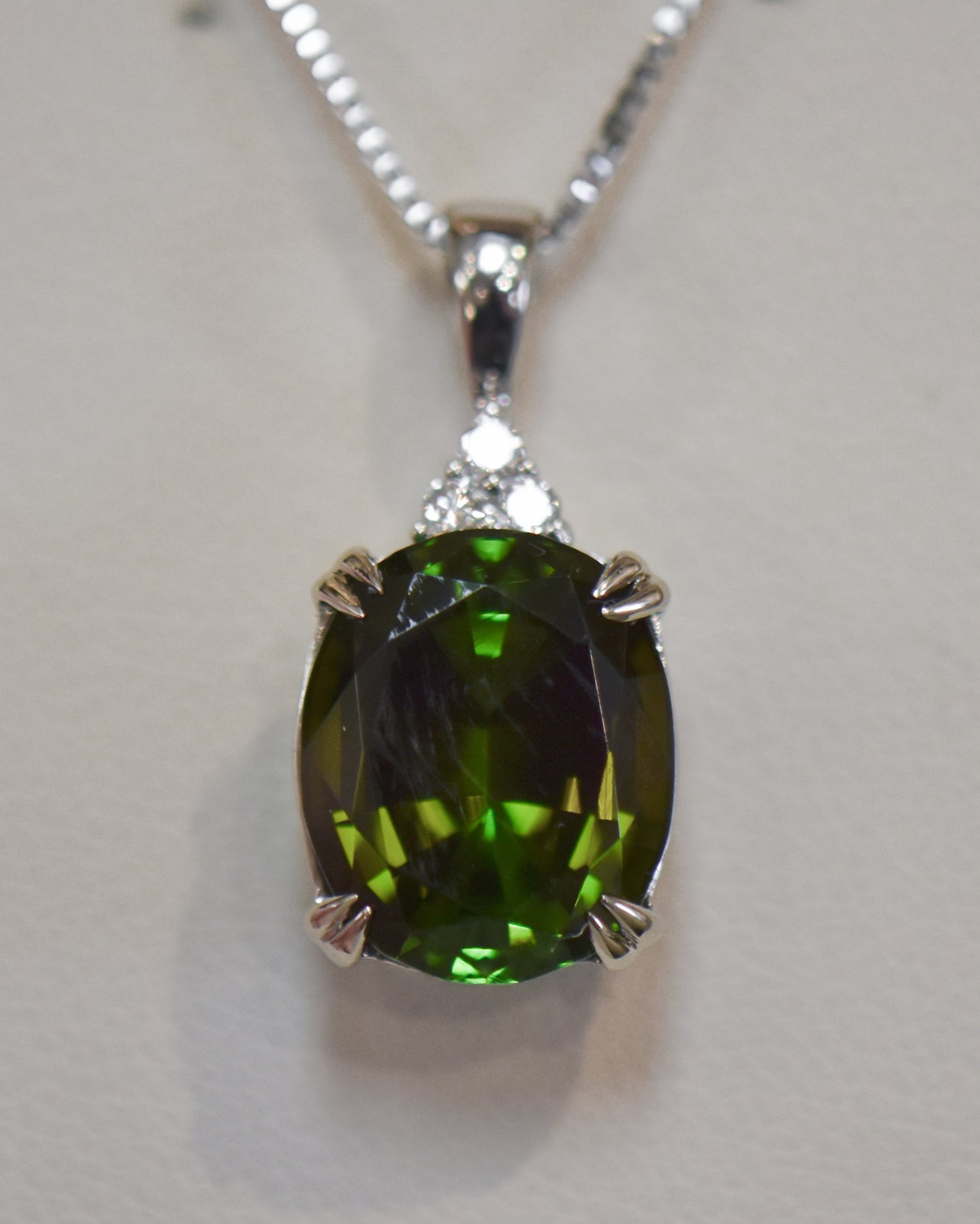 Two-Tone Green Tourmaline & Diamond Pendant