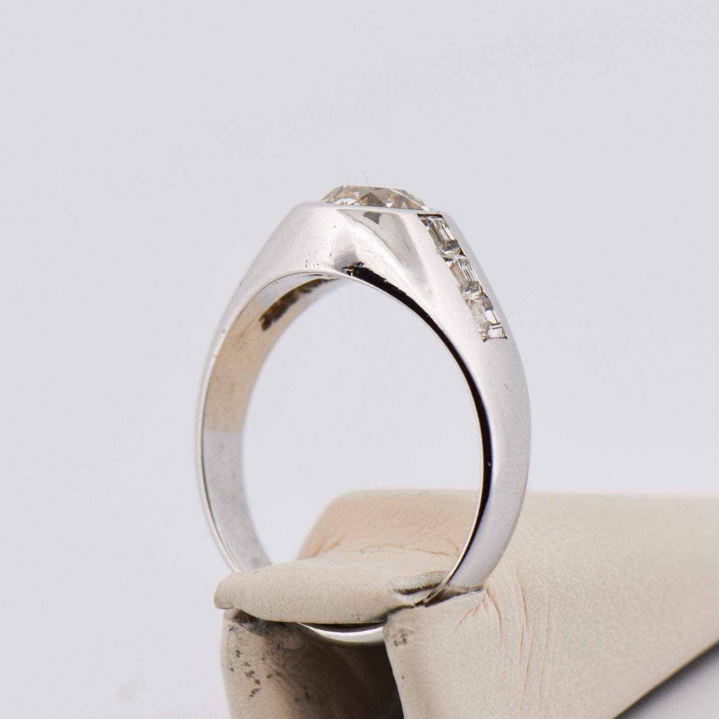 Deco Gents Ring with Bezel Set Old Euro Diamond