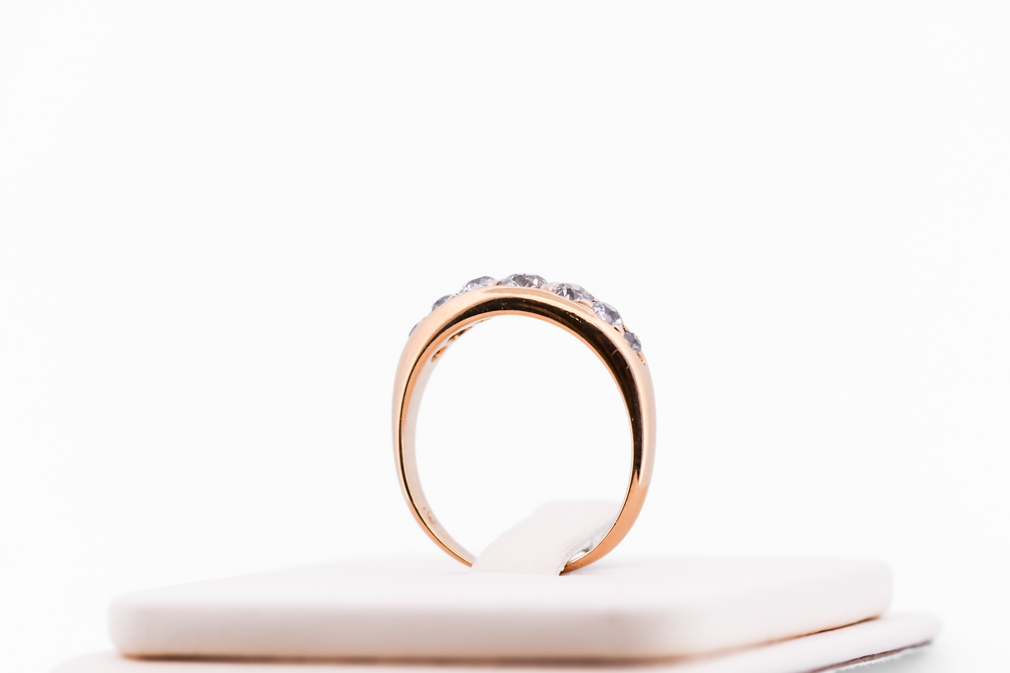 Victorian 7-Stone Mine Cut Diamond Wedding Band in 18k Yellow Gold