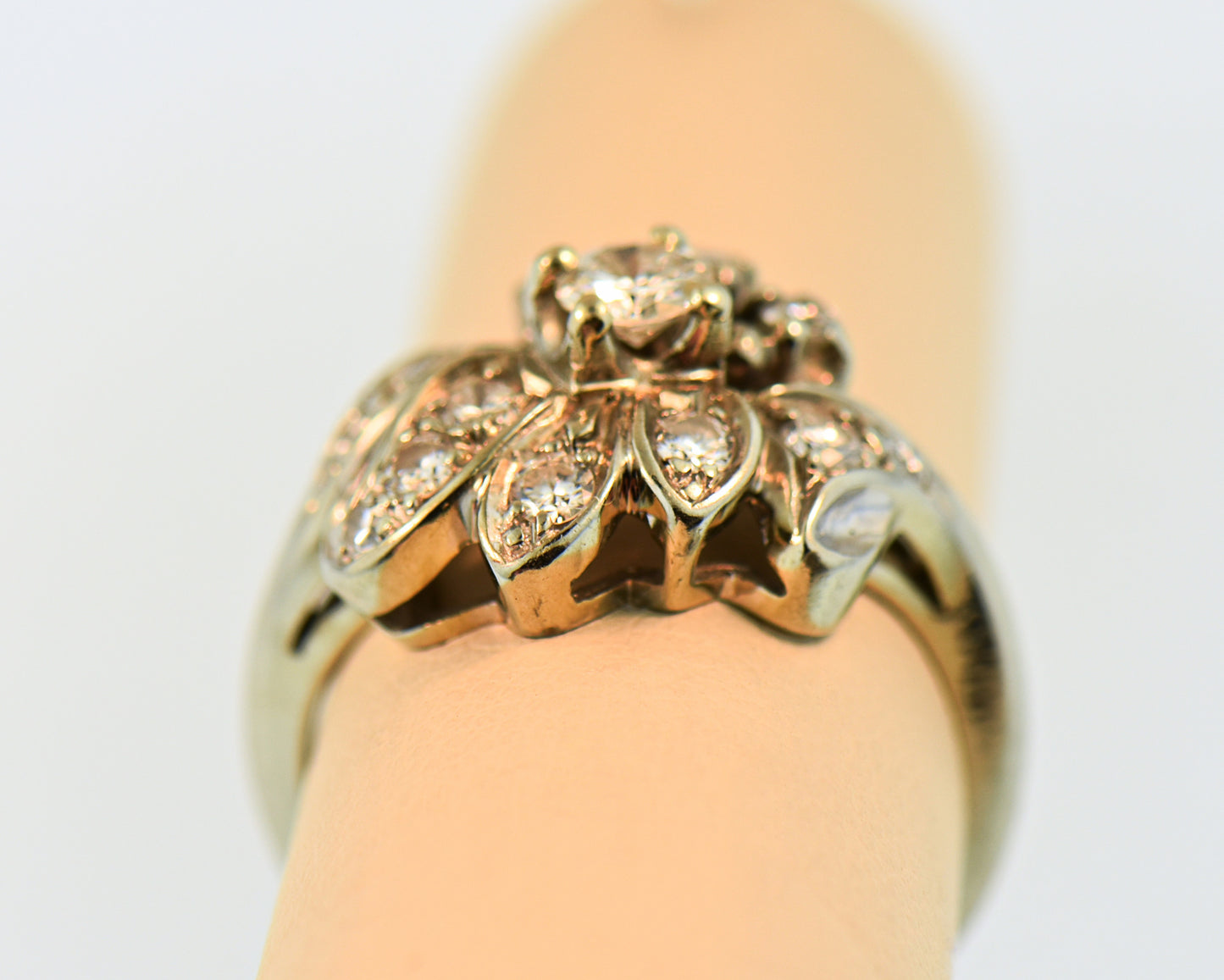Vintage 1950s 18k Diamond Spray Cluster Ring