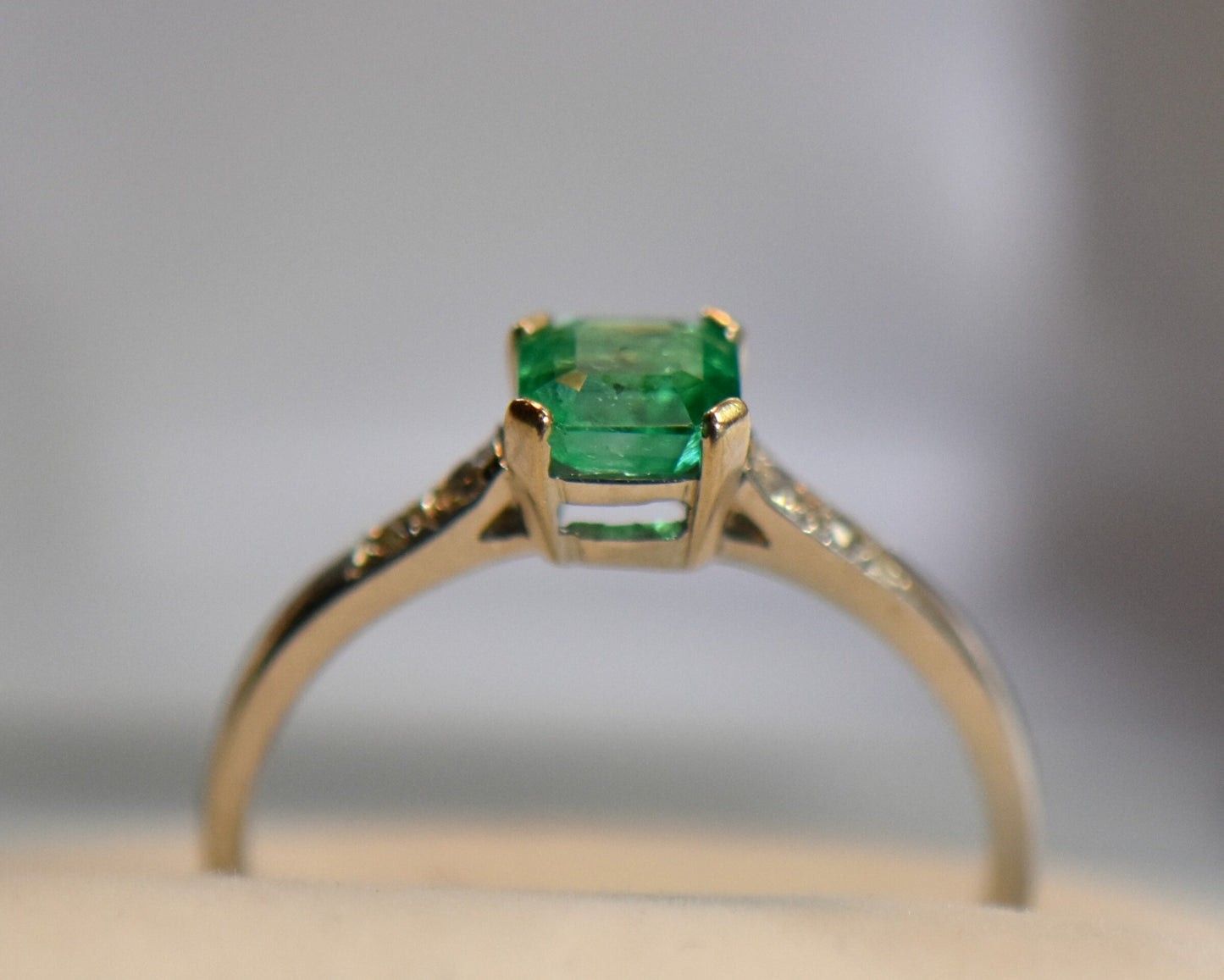Vintage Jabel Emerald Engagement Ring