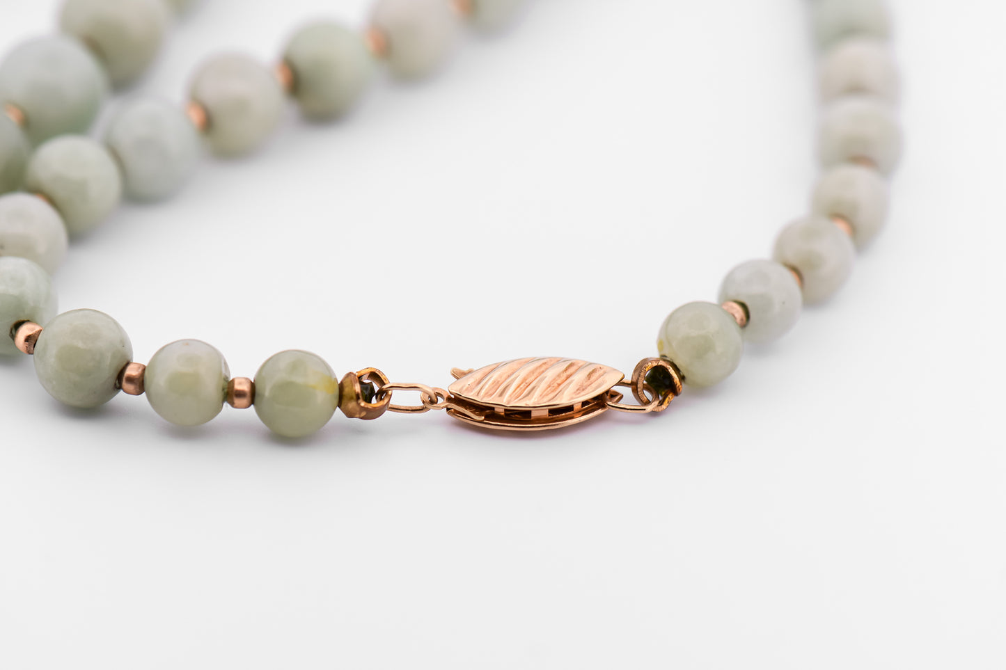 Vintage Jade Bead Necklace with Gold Accents
