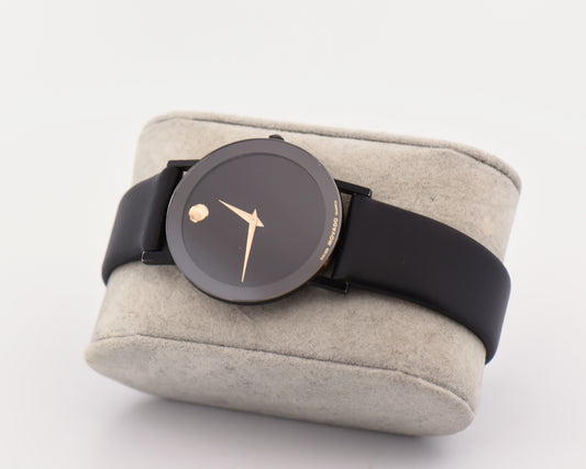 Vintage Movado Museum Quartz Slimline Watch with Black Case