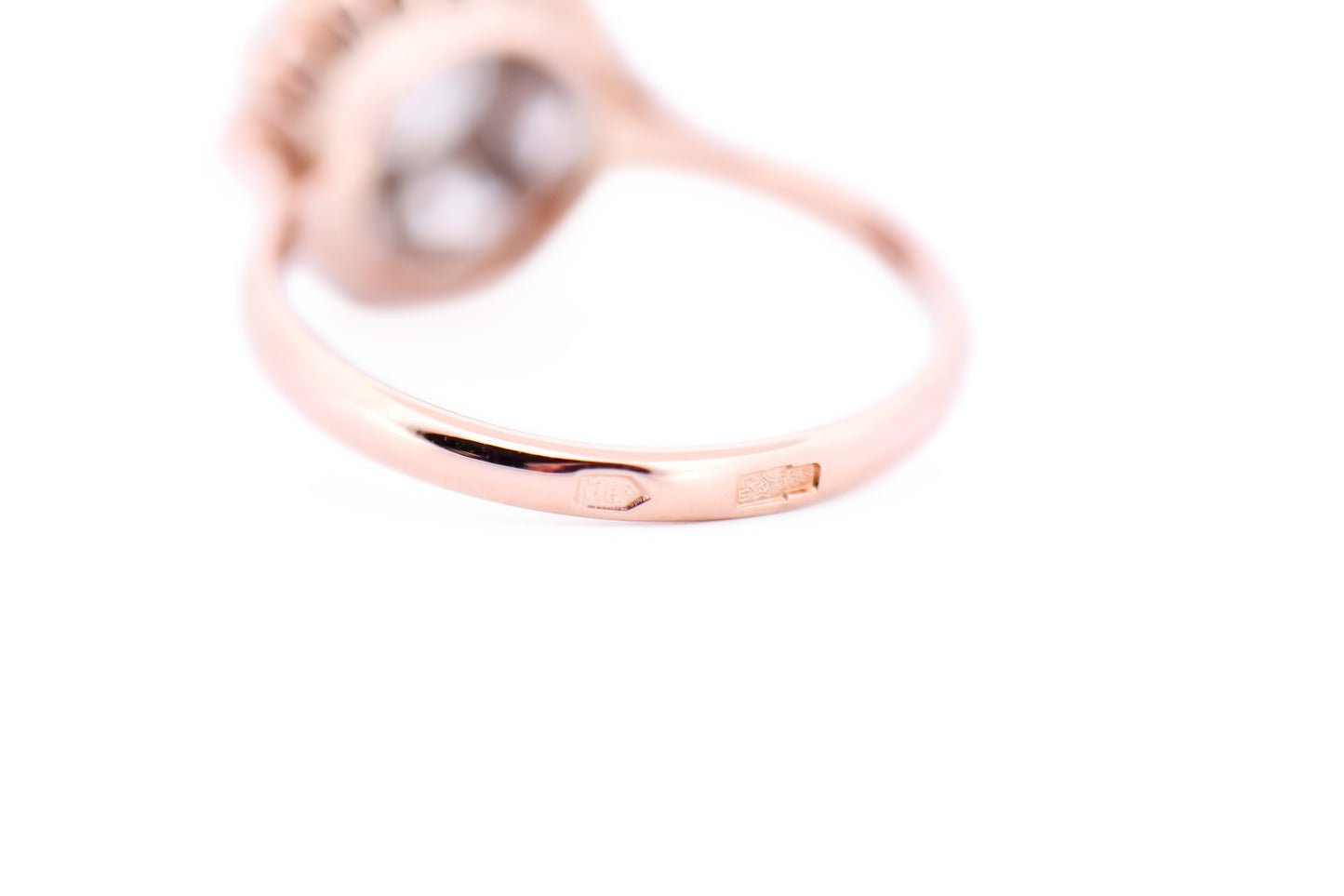 Vintage Russian Rose Gold & Diamond Halo Engagement Ring