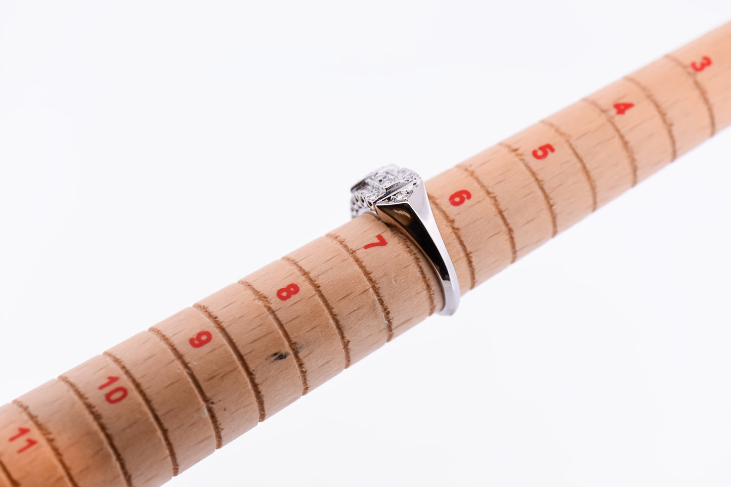 Vintage White Gold & Diamond Wedding Band with Old Cut Diamonds